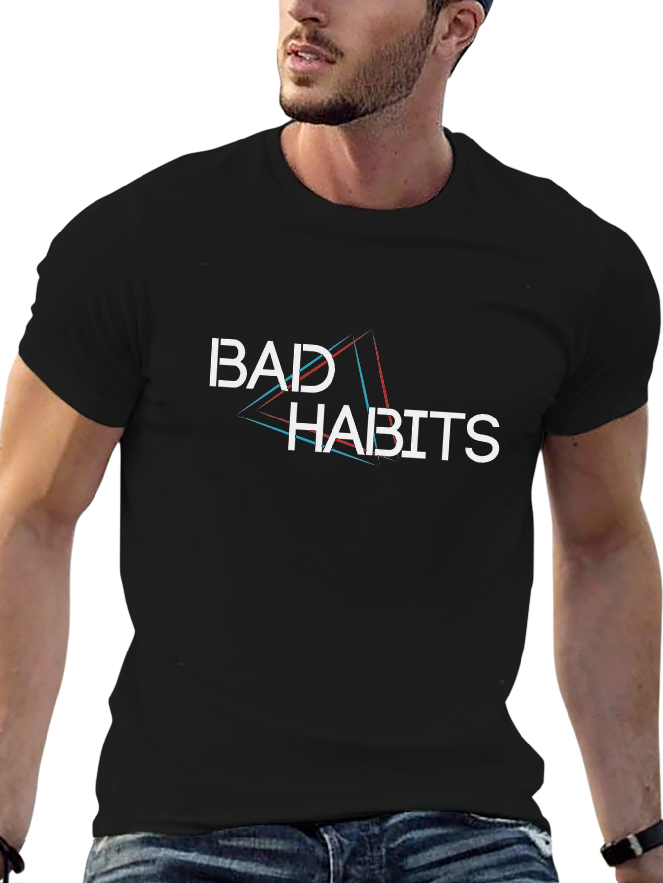 Bad Habits Graphic Print Black T-Shirt