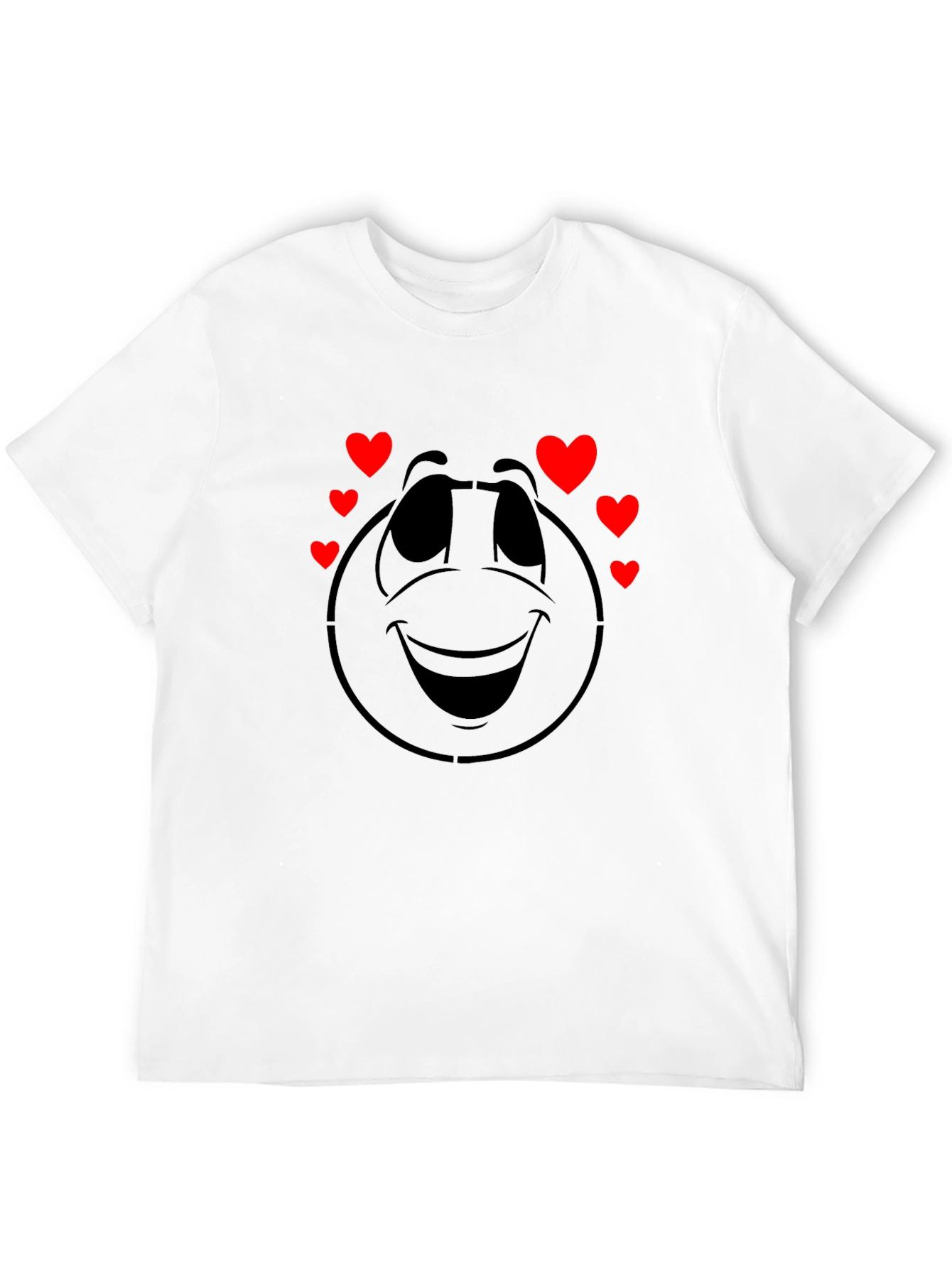 Smiley Face with Hearts Graphic Tee - Black
