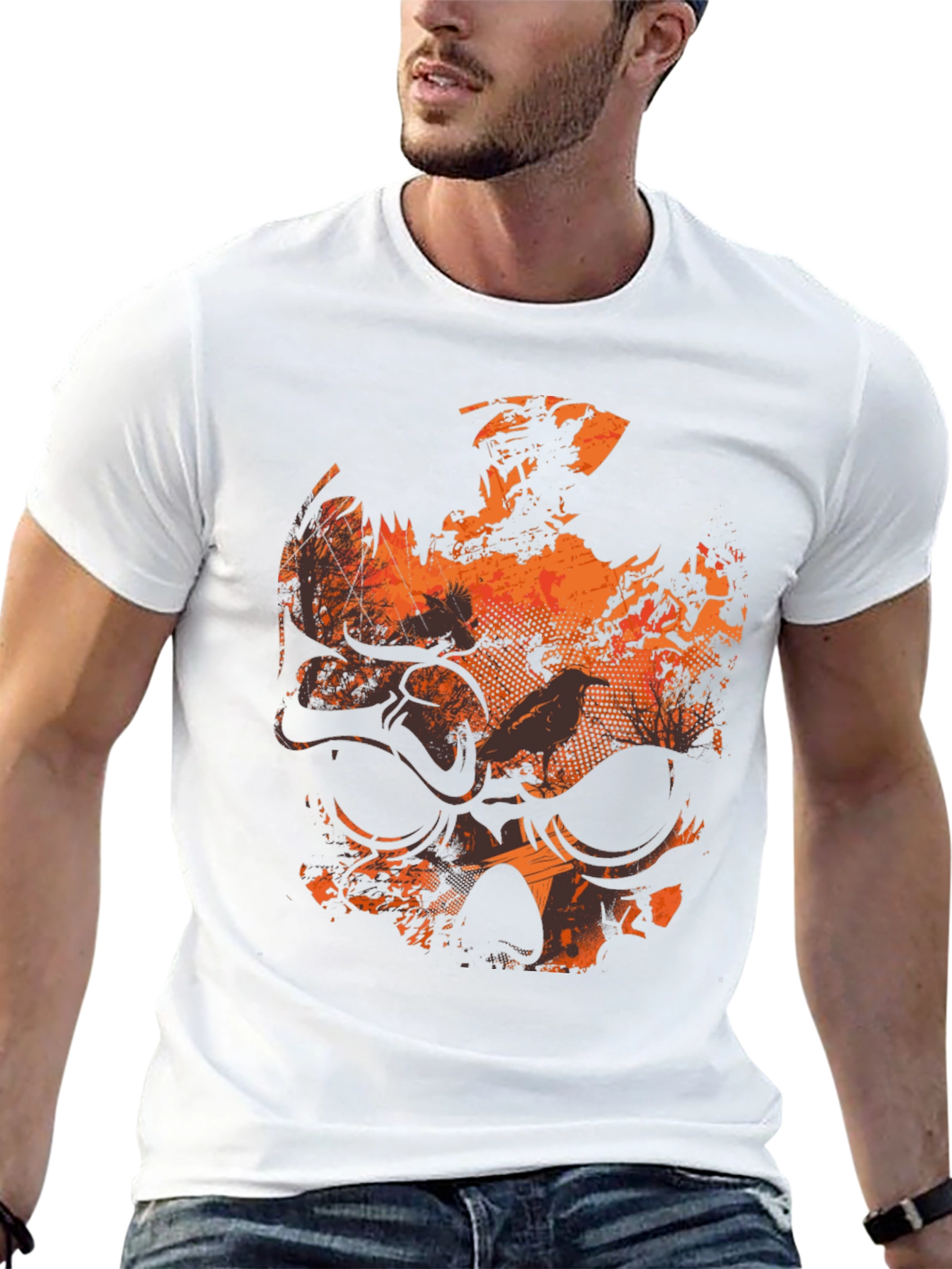 Skull & Crow Graphic Print Black T-Shirt