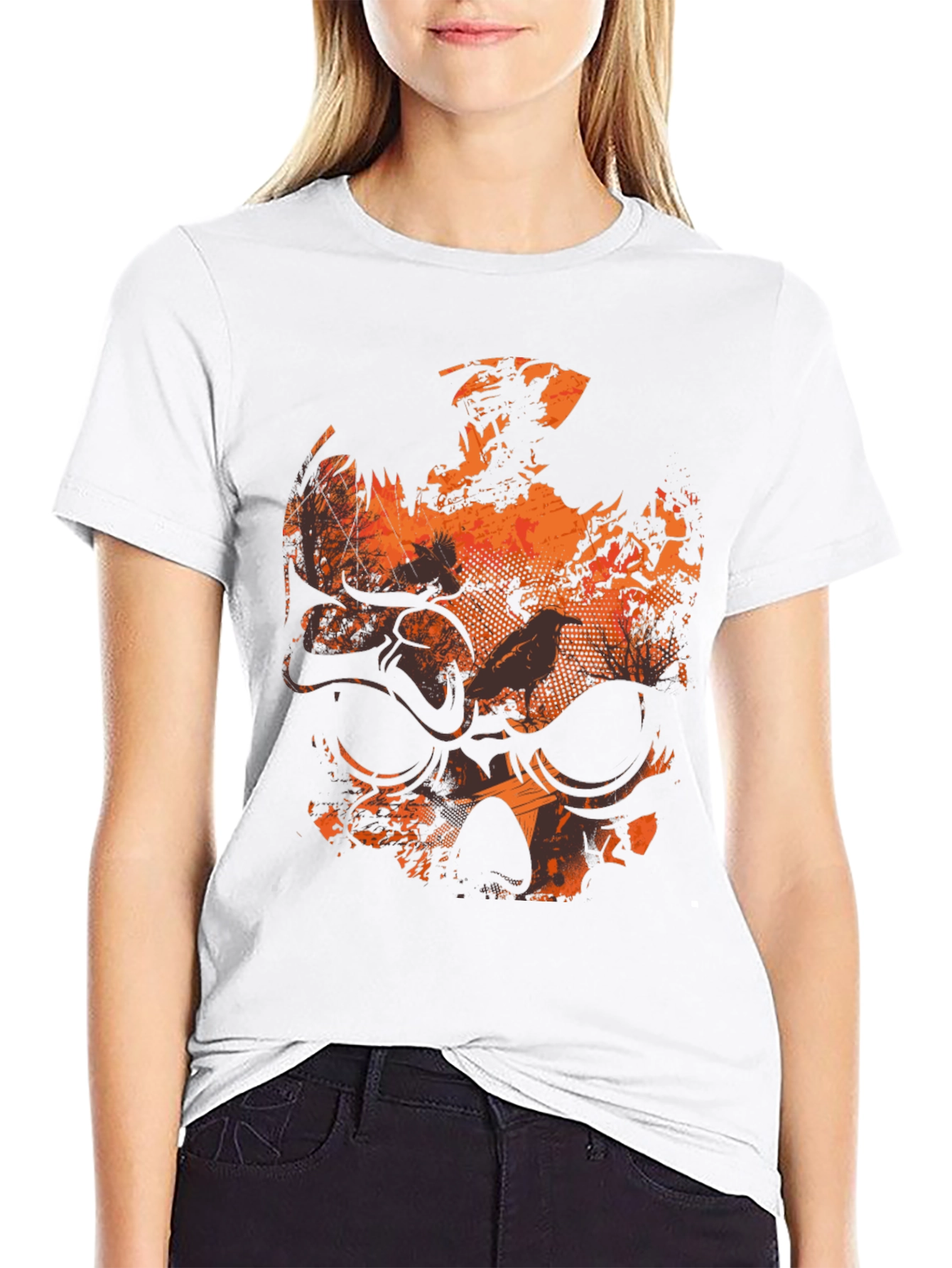 Skull & Crow Graphic Print Black T-Shirt