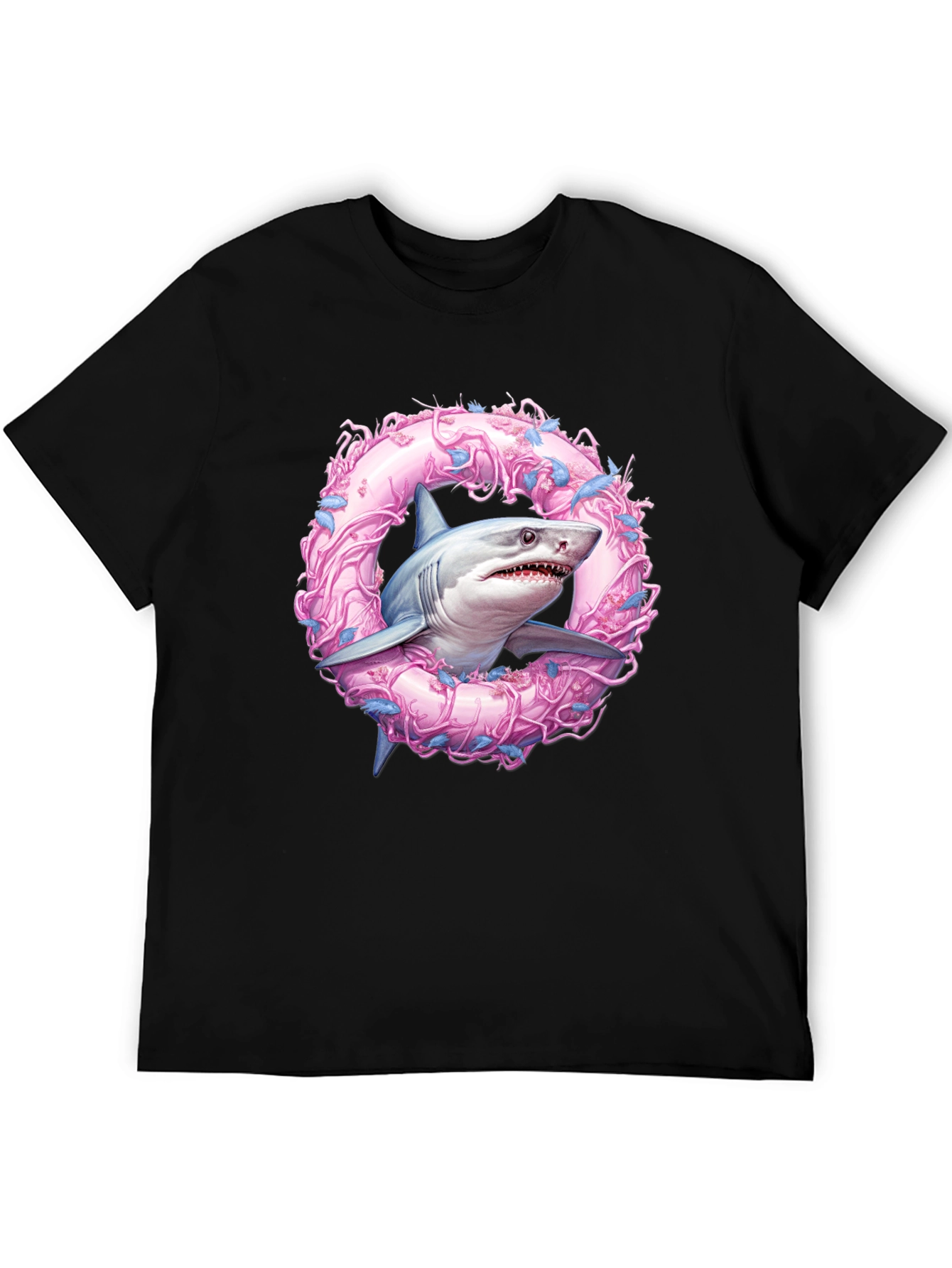 Shark Wreath Graphic Tee - Black Cotton