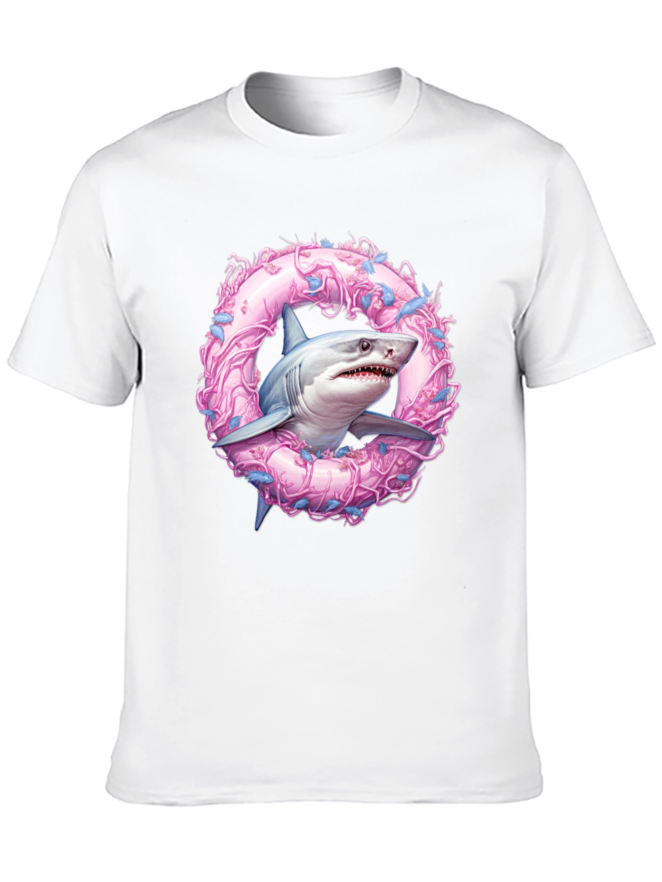 Shark Wreath Graphic Tee - Black Cotton