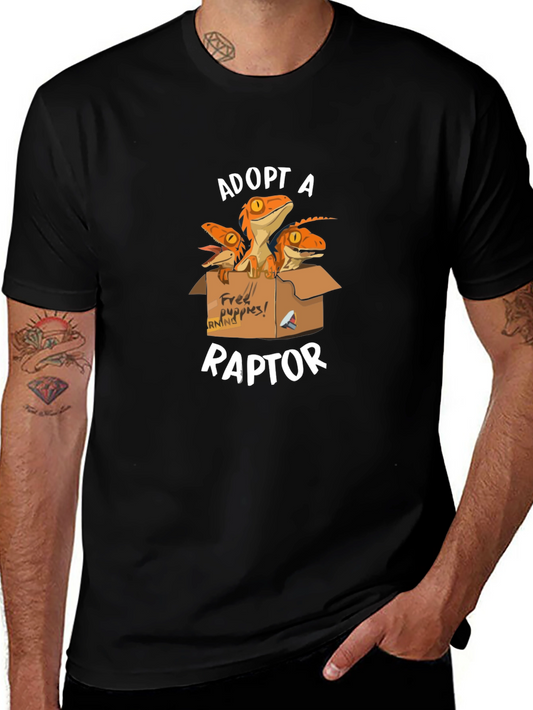Adopt A Raptor T-Shirt - Novelty Dinosaur Graphic Tee