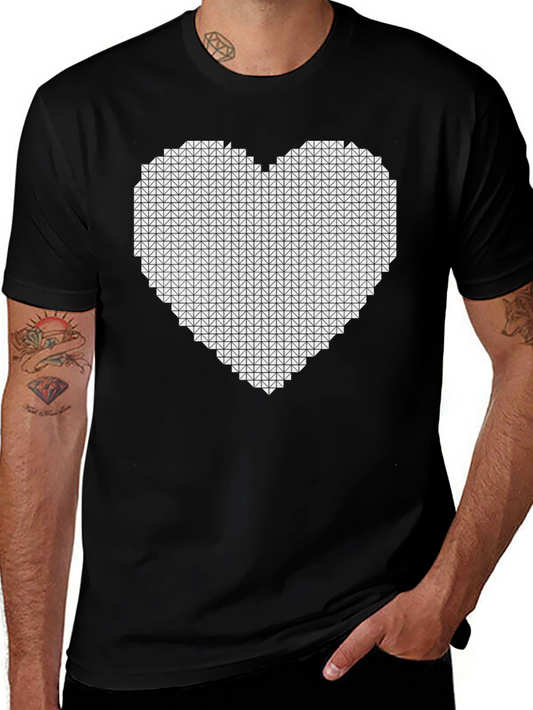 Pixel Heart Graphic Black T-Shirt