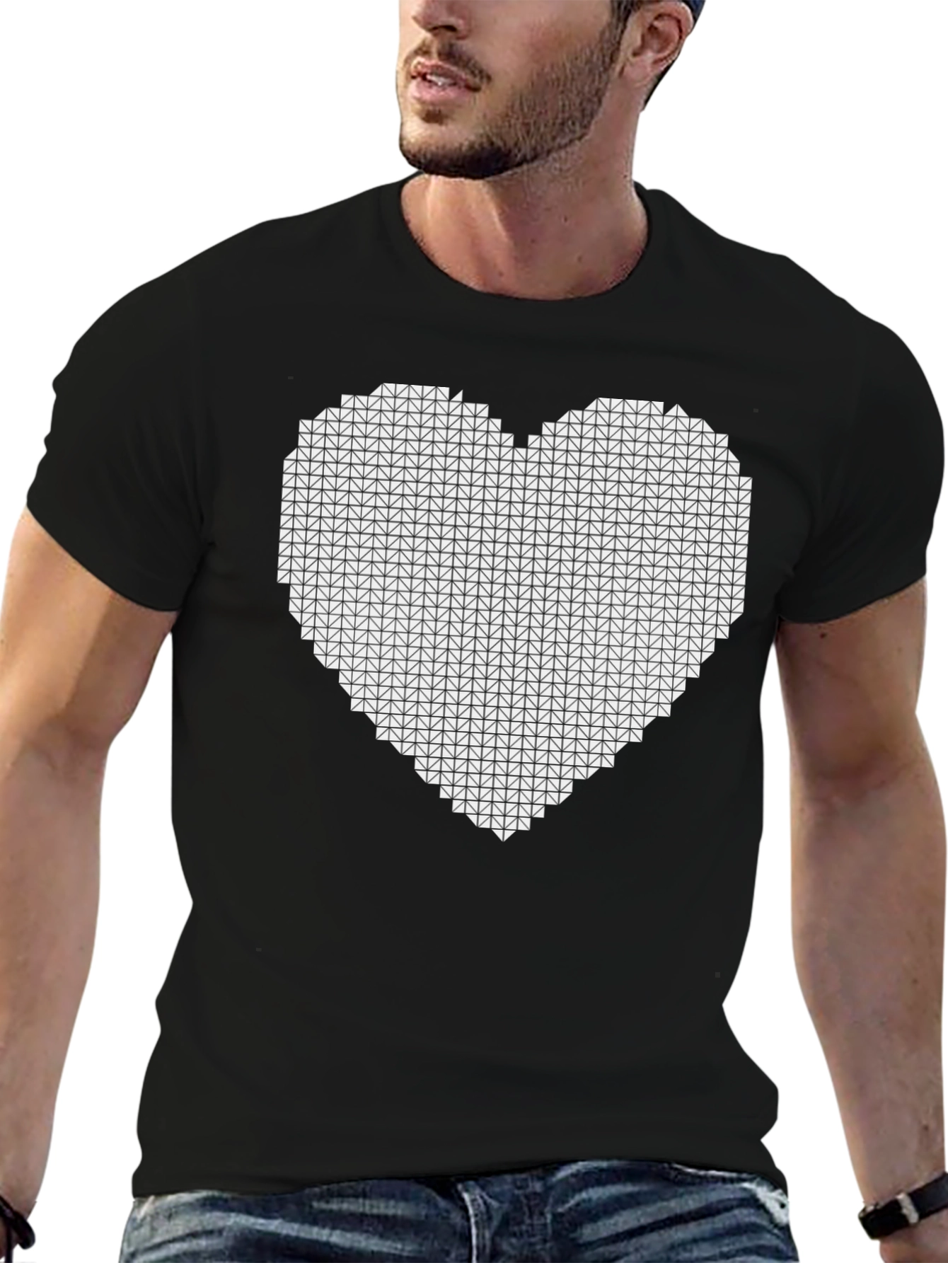 Pixel Heart Graphic Black T-Shirt
