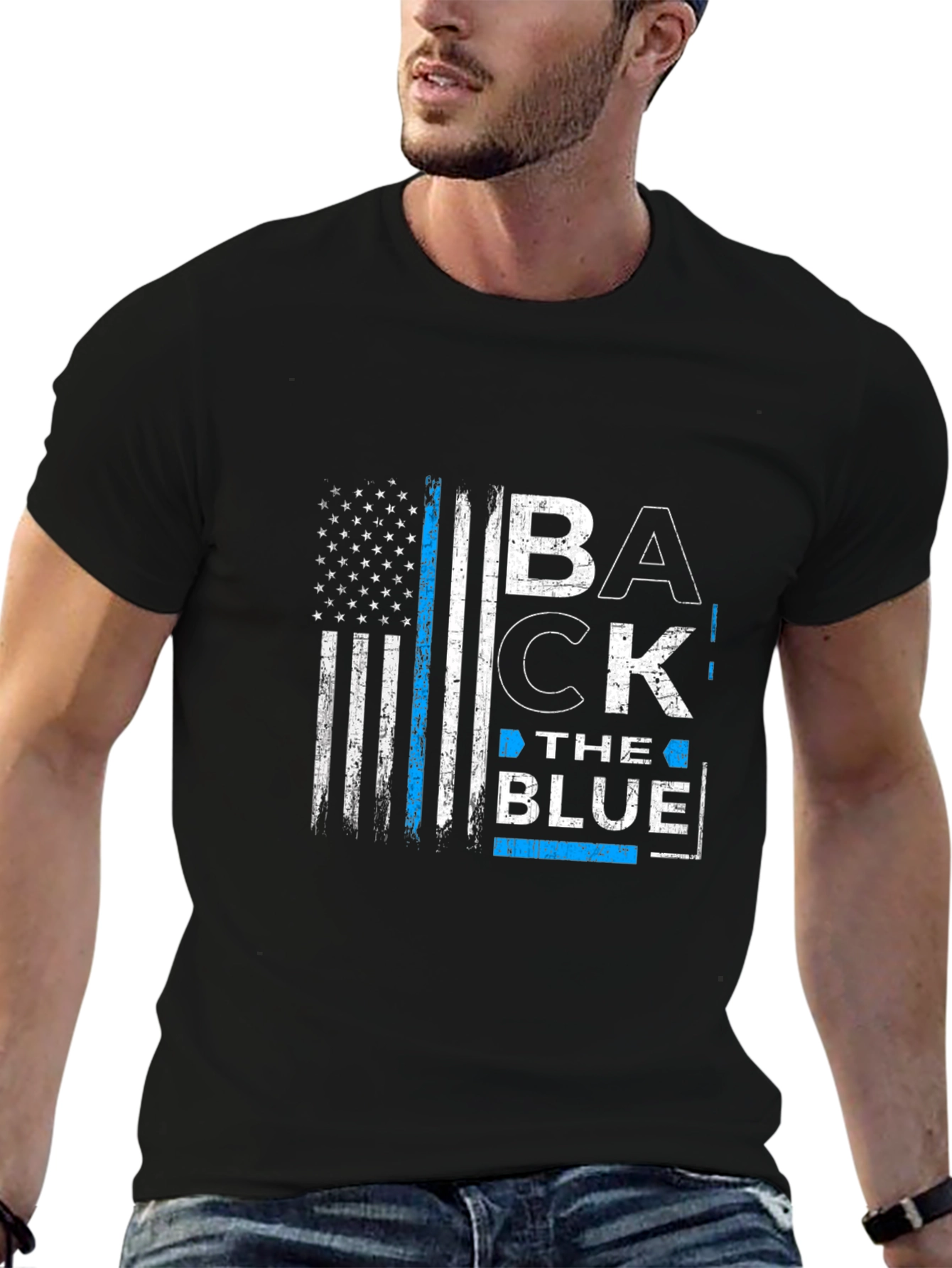 Back the Blue American Flag Graphic T-Shirt