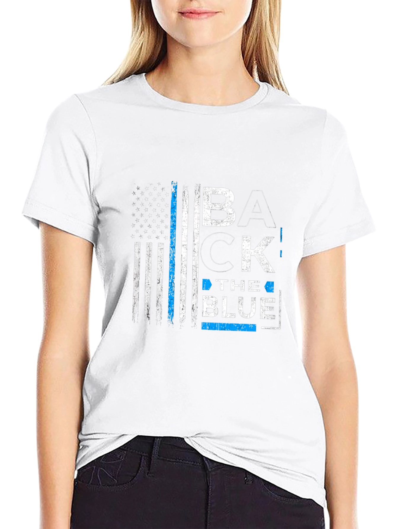 Back the Blue American Flag Graphic T-Shirt