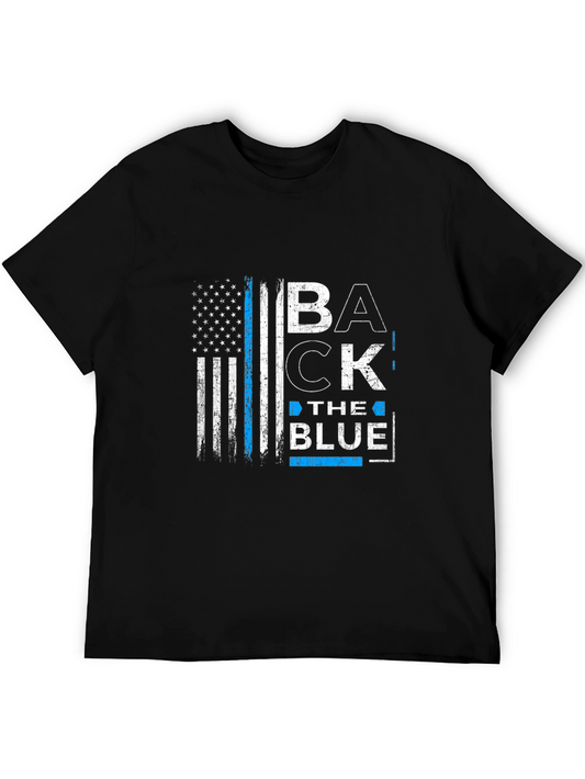 Back the Blue American Flag Graphic T-Shirt