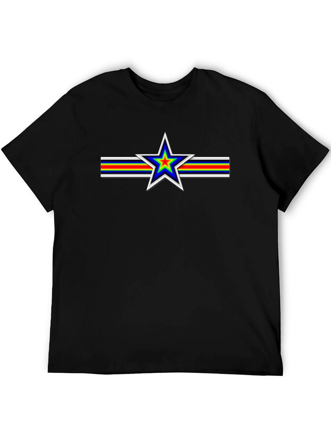 Retro Star Stripes Graphic Tee - Black