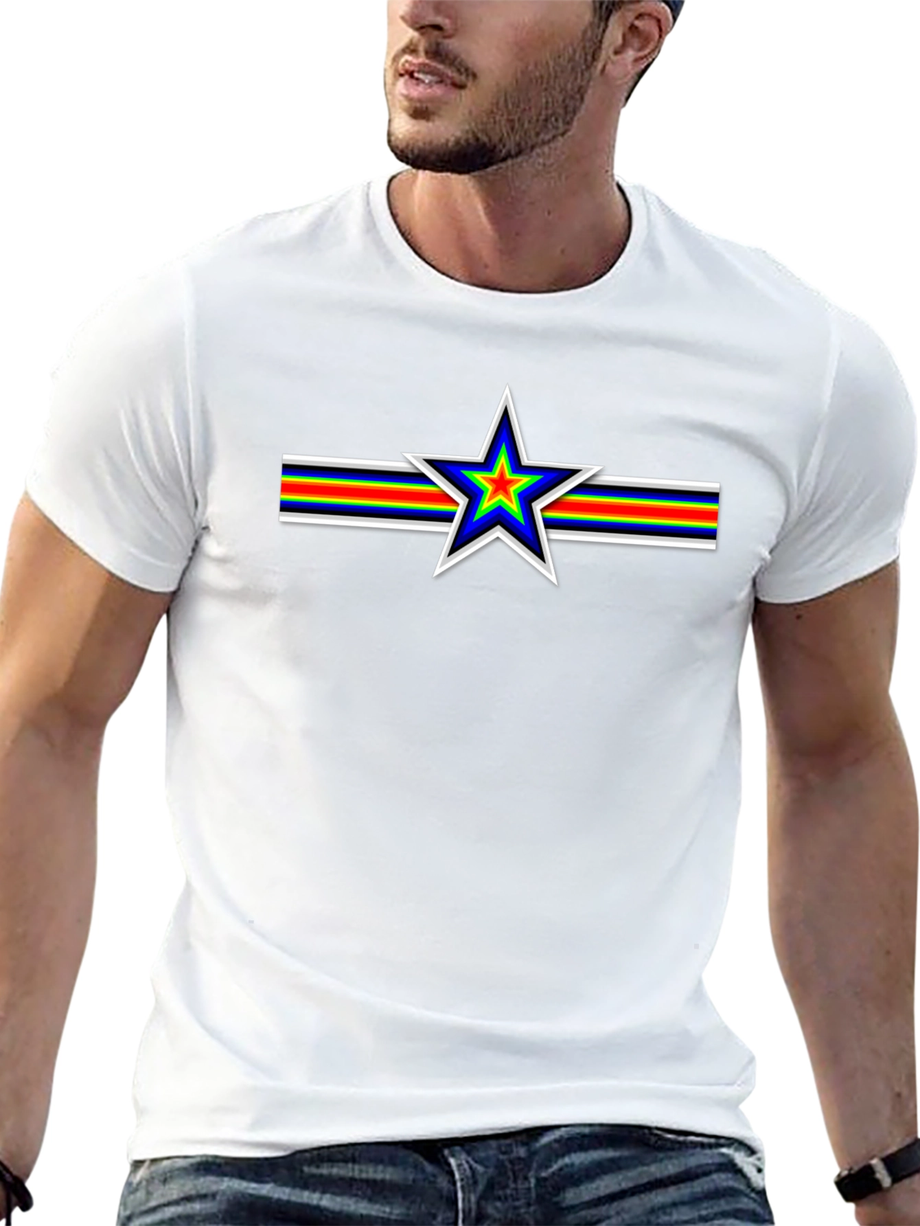 Retro Star Stripes Graphic Tee - Black