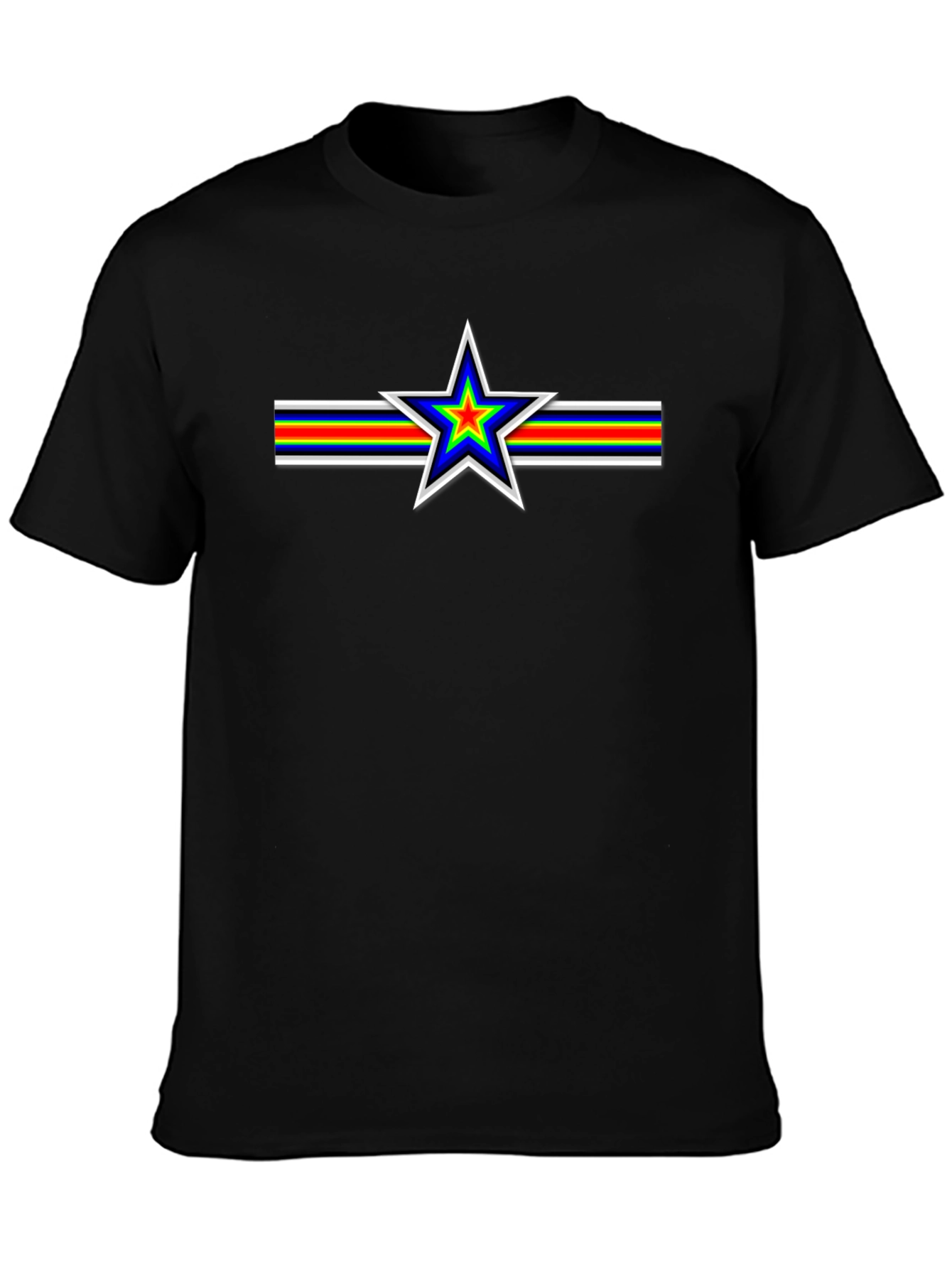 Retro Star Stripes Graphic Tee - Black