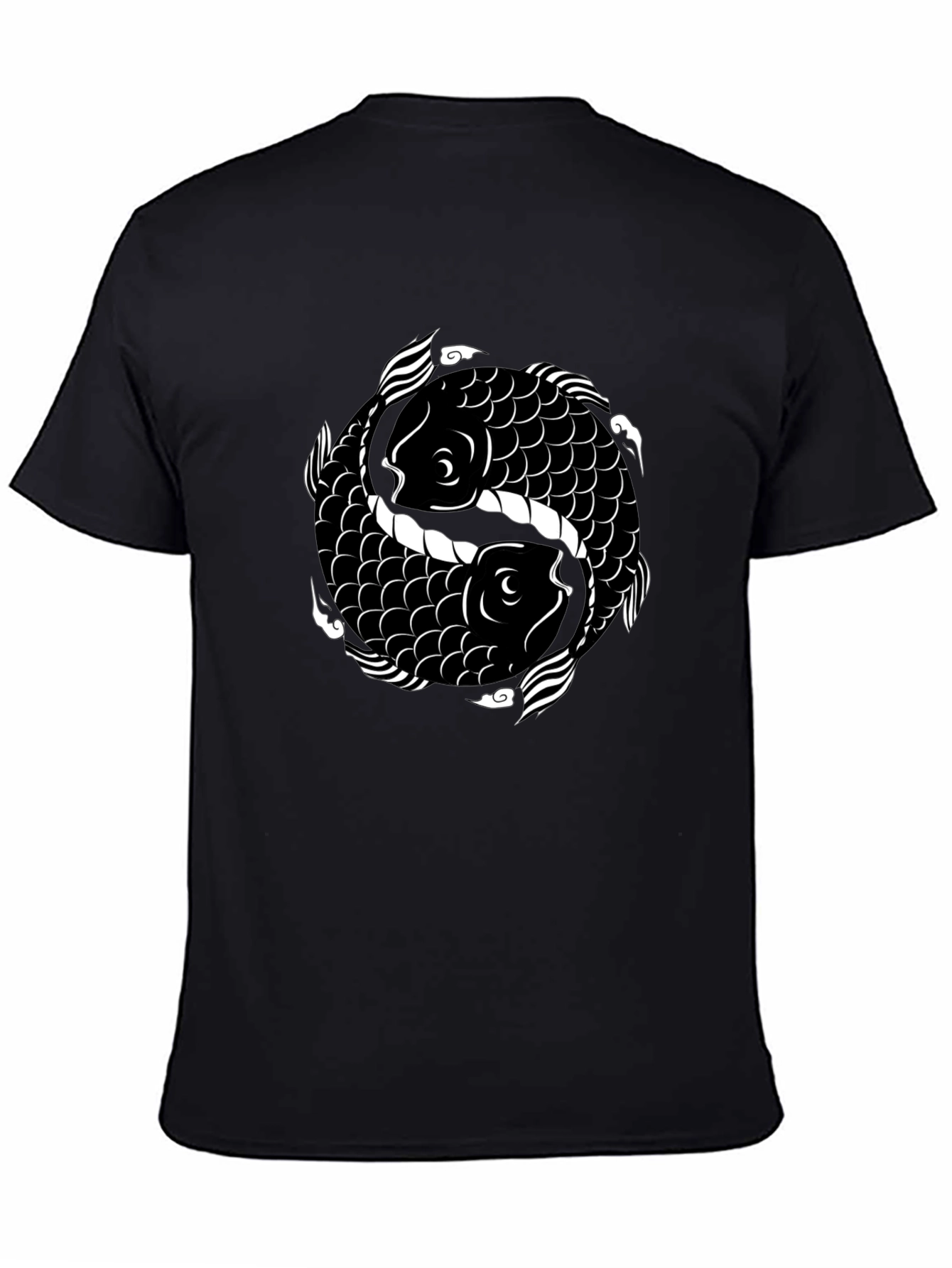 Yin Yang Koi Fish Graphic Tee - Black