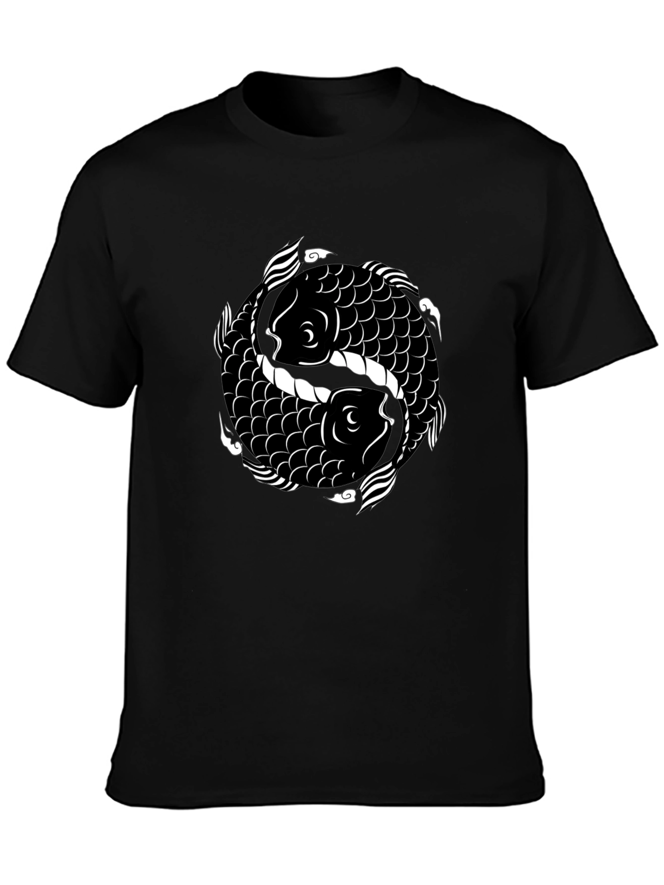 Yin Yang Koi Fish Graphic Tee - Black