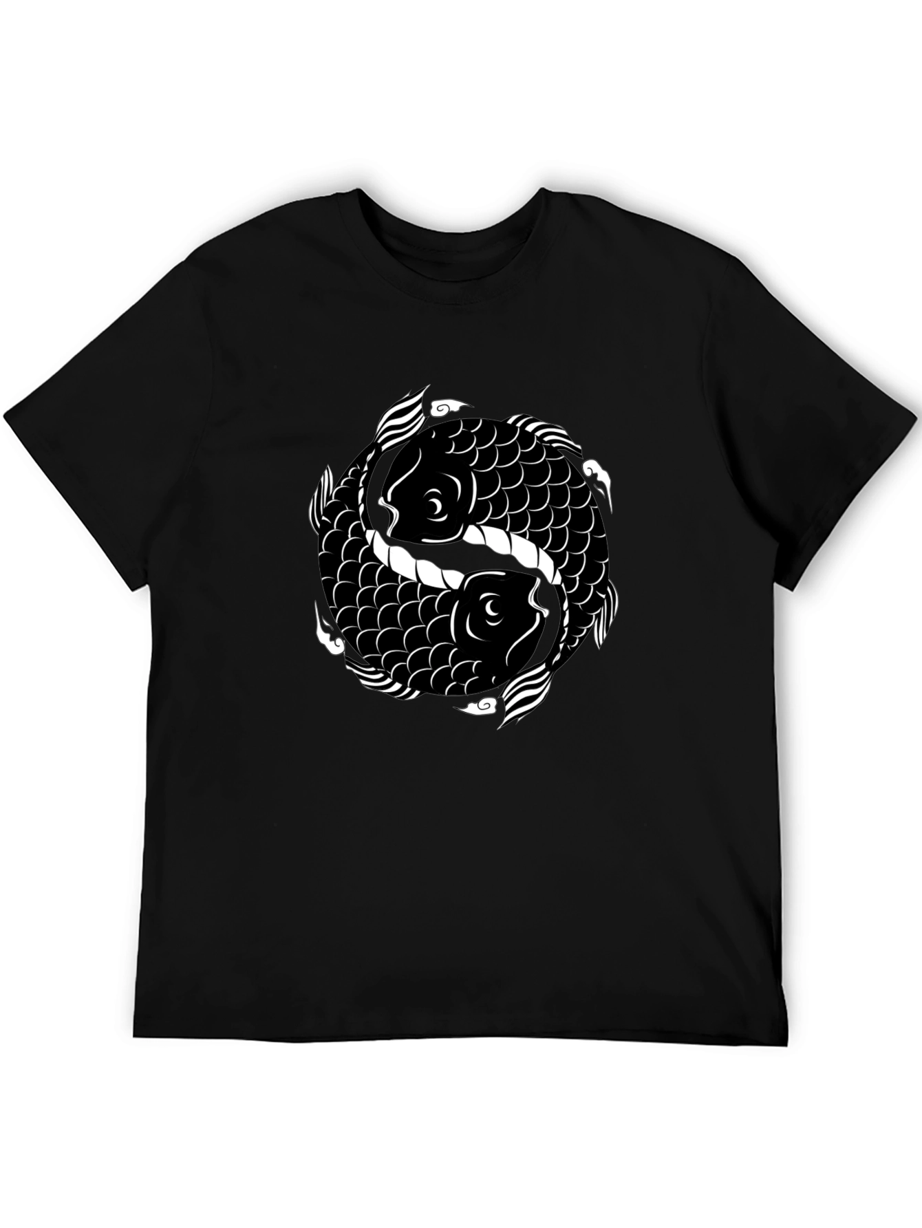 Yin Yang Koi Fish Graphic Tee - Black