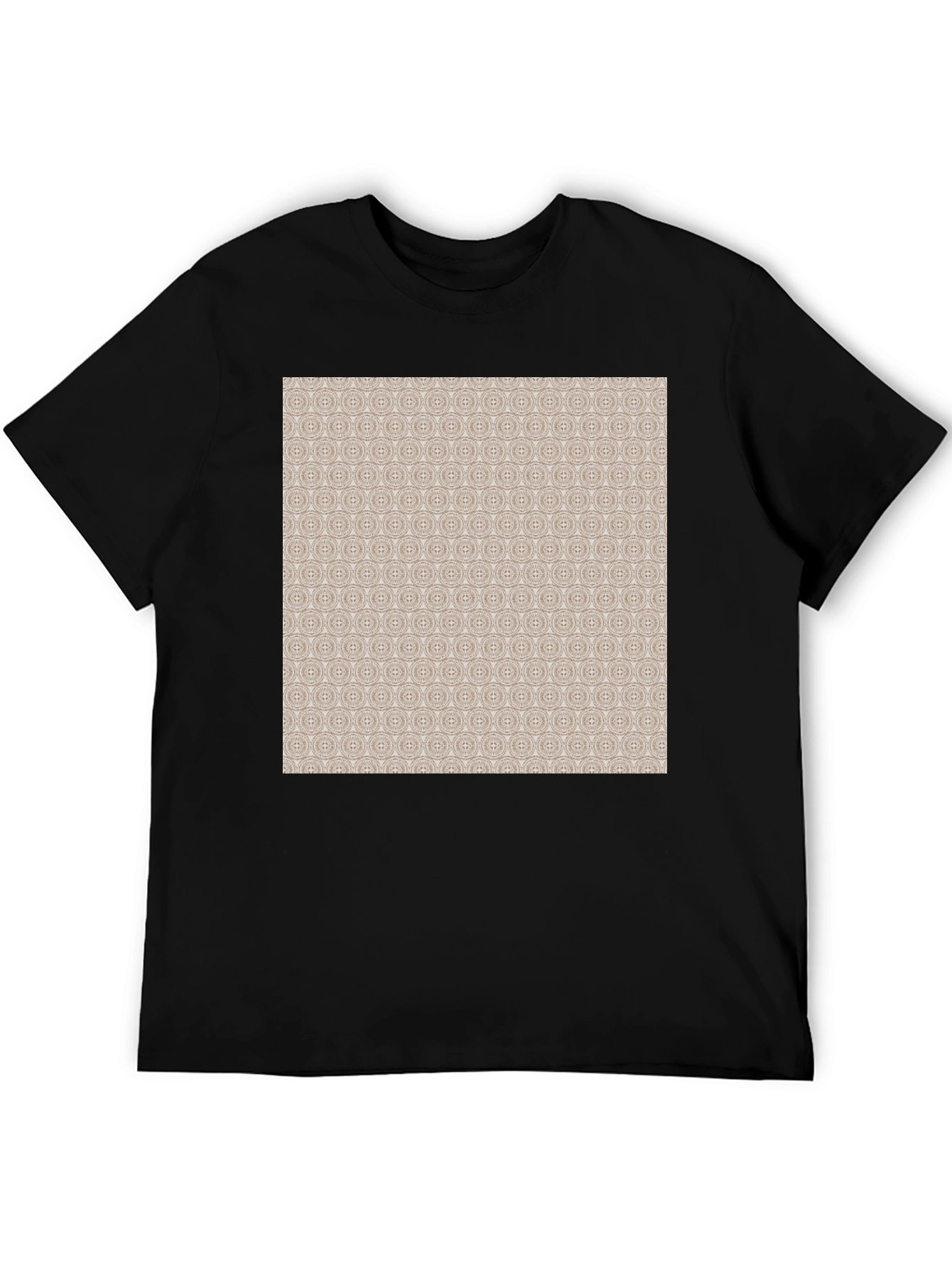 Patterned Print Black Casual Tee