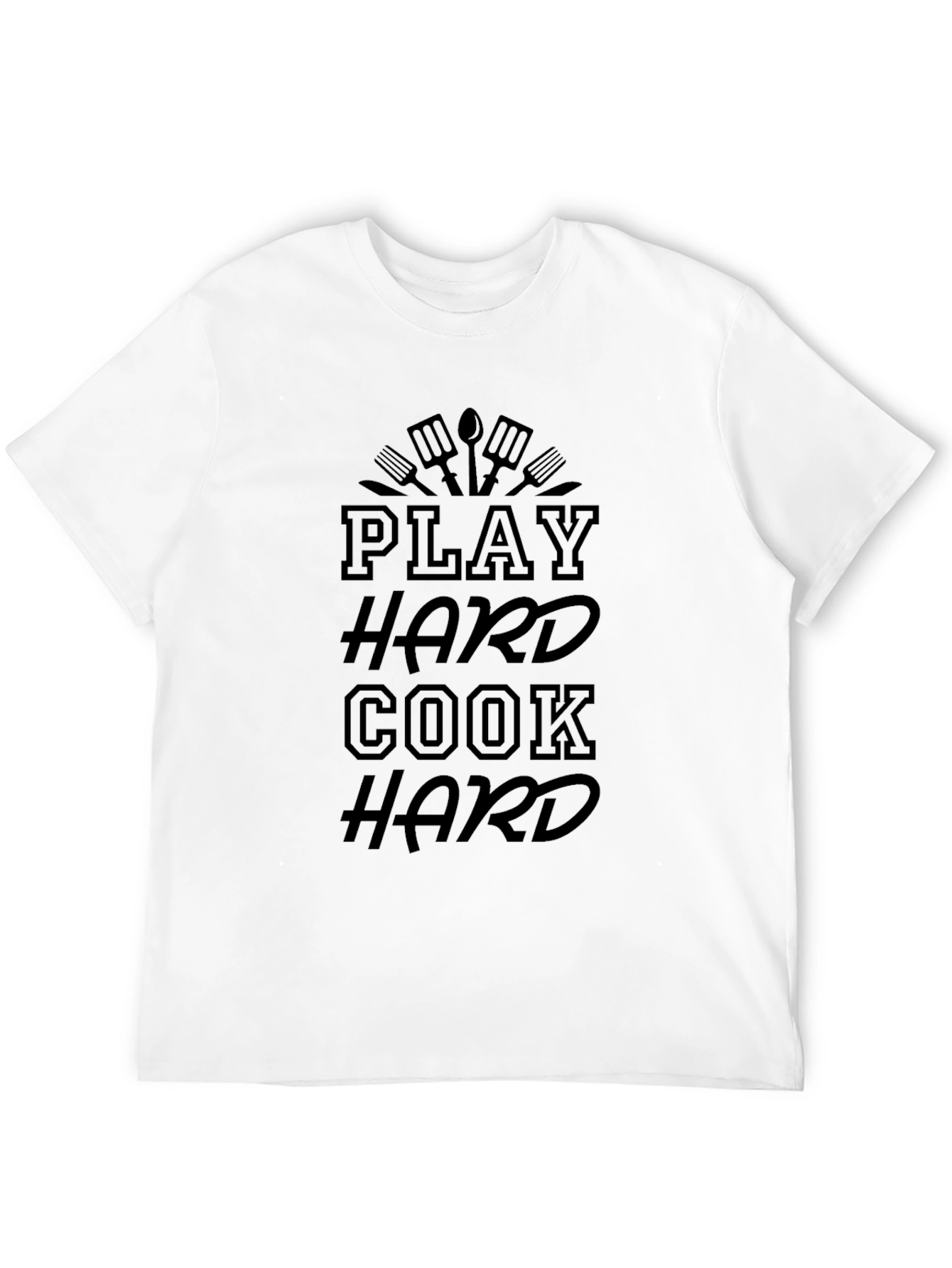 Play Hard Cook Hard Black Graphic Tee