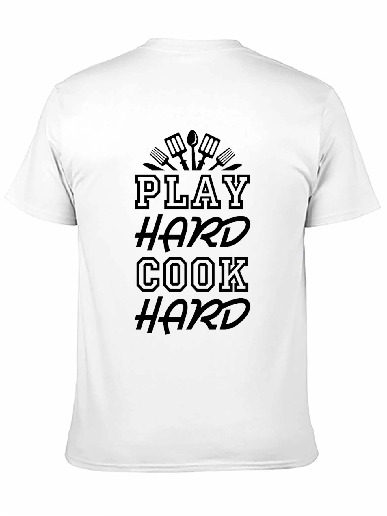 Play Hard Cook Hard Black Graphic Tee