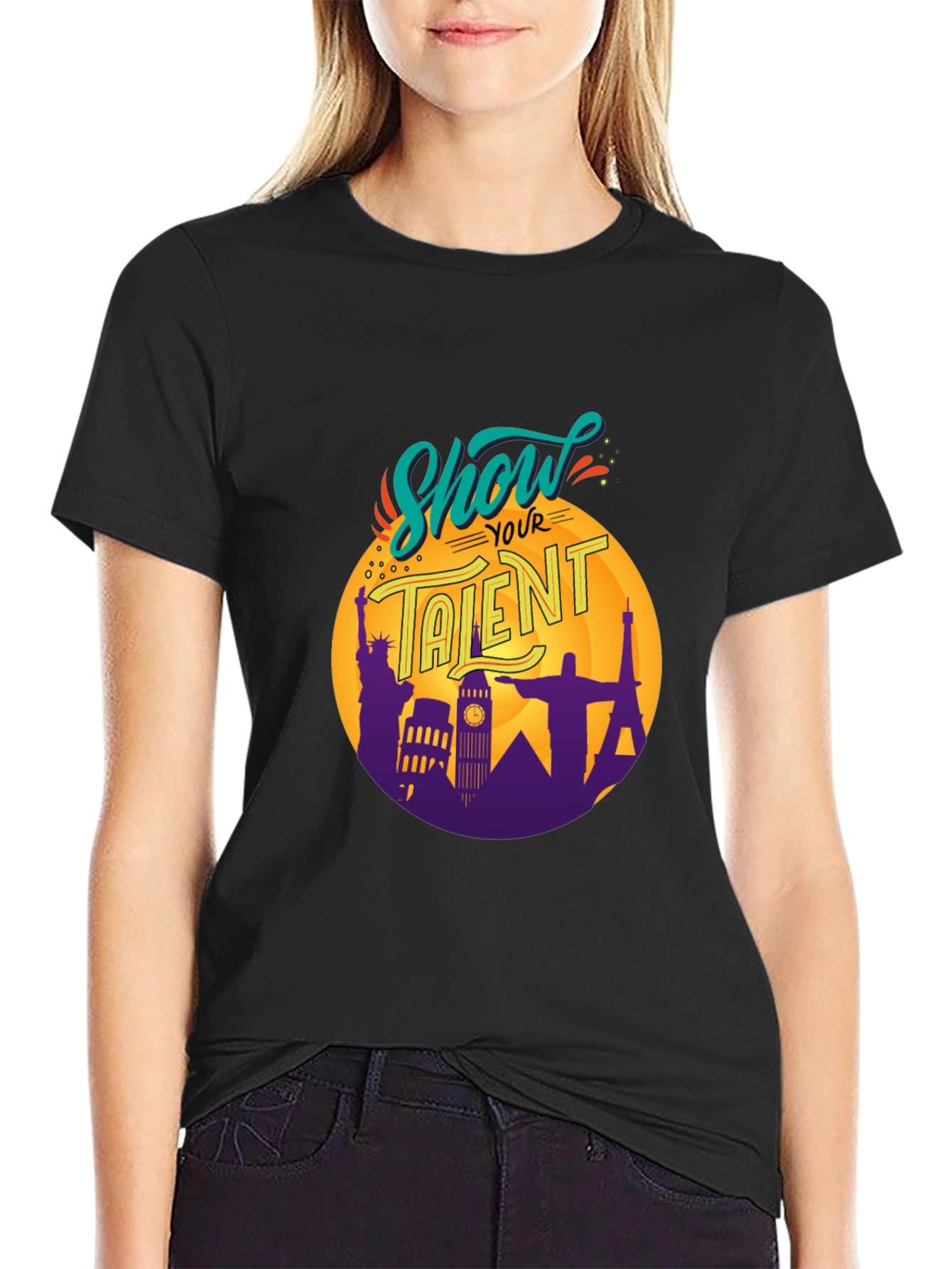 Show Your Talent Black Graphic T-Shirt