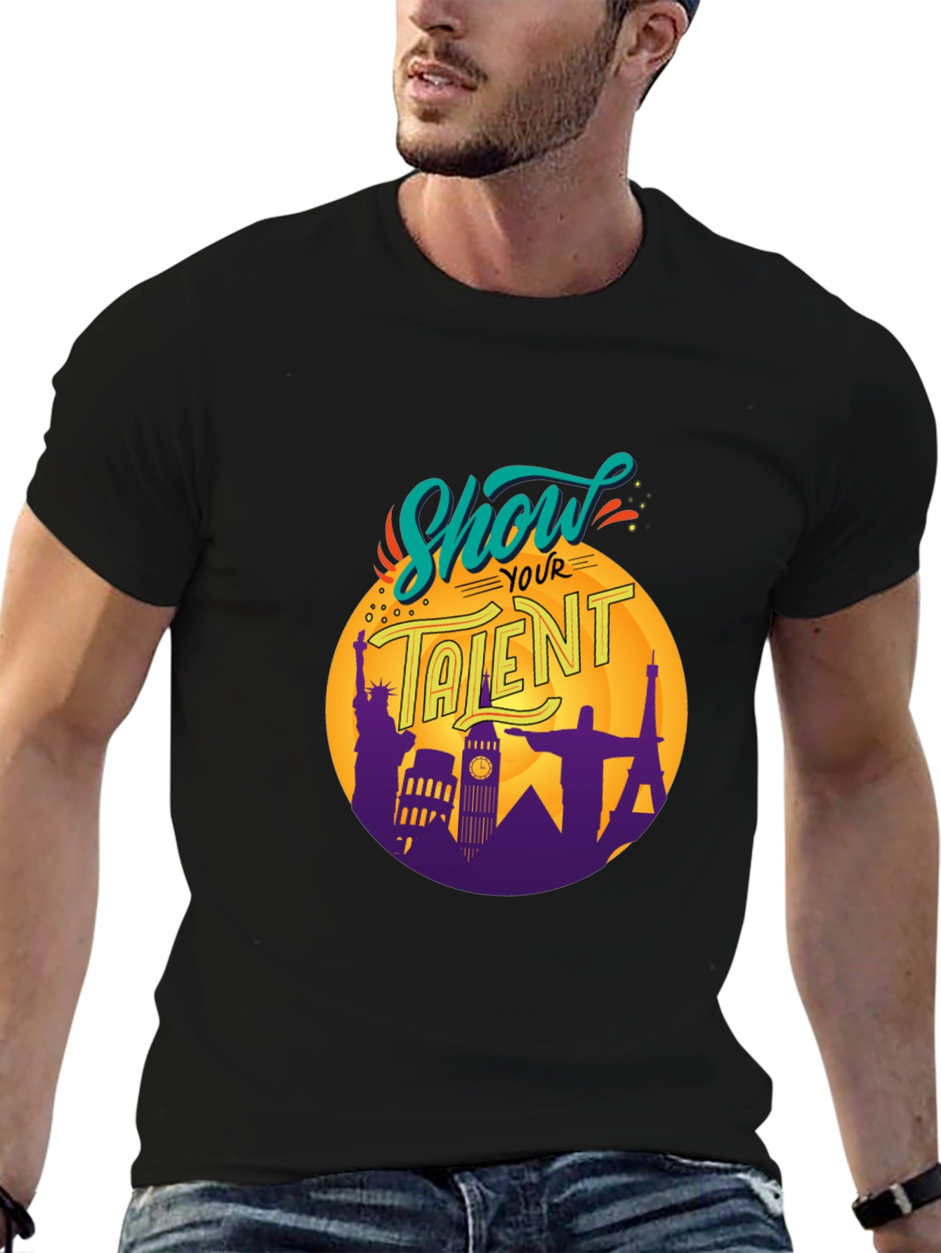 Show Your Talent Black Graphic T-Shirt