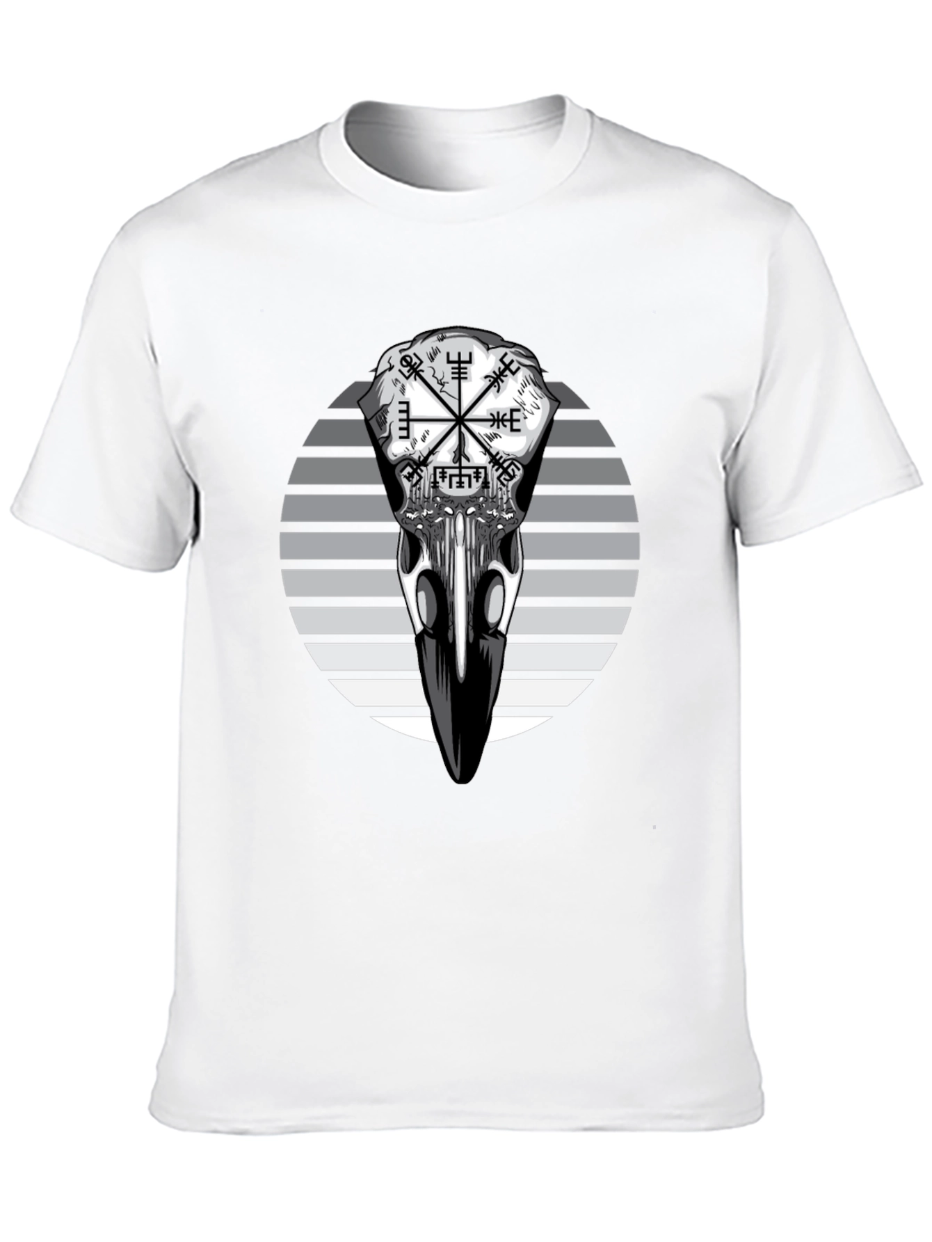 Raven Skull Graphic Tee - Viking Compass Style