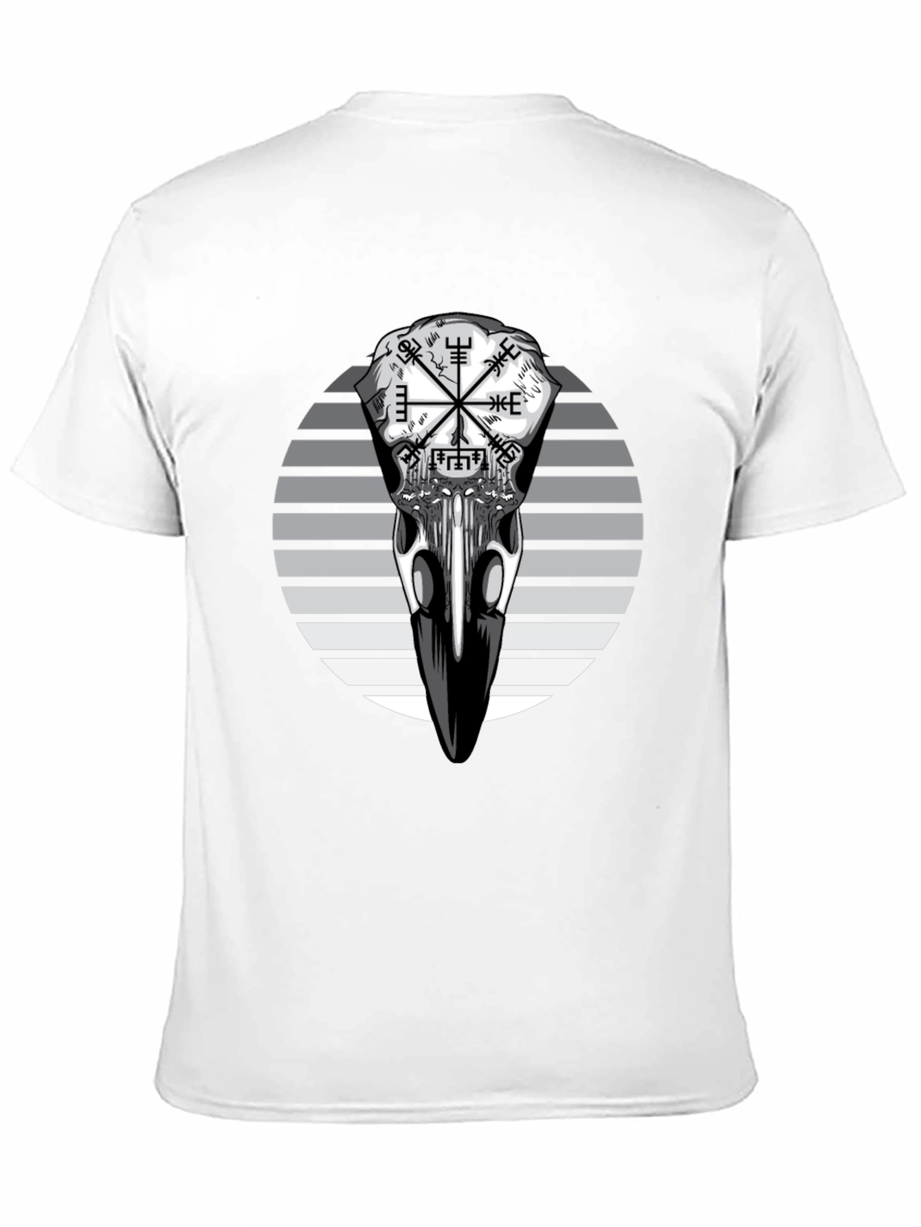 Raven Skull Graphic Tee - Viking Compass Style
