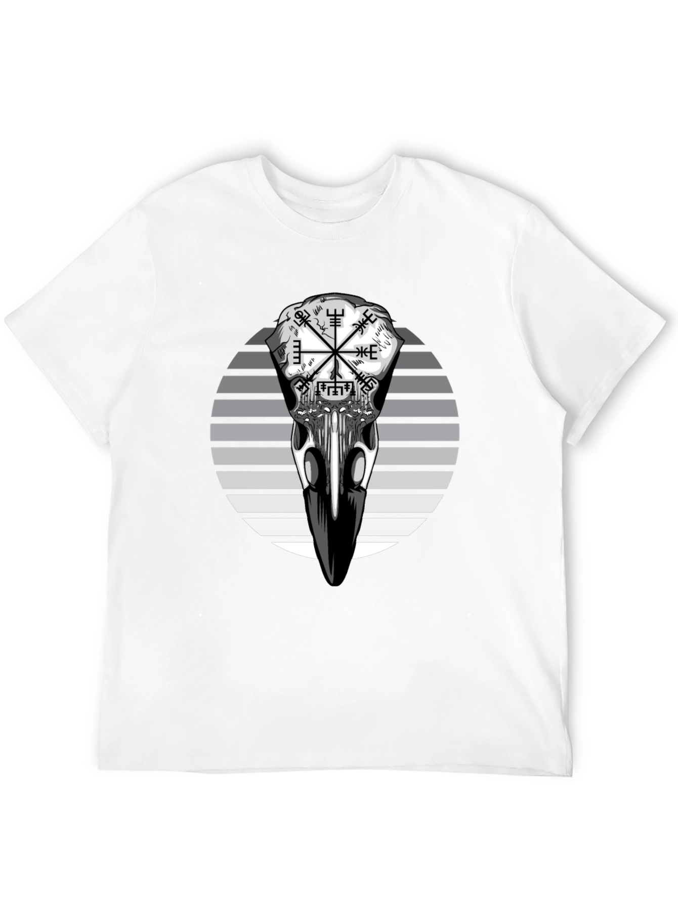 Raven Skull Graphic Tee - Viking Compass Style