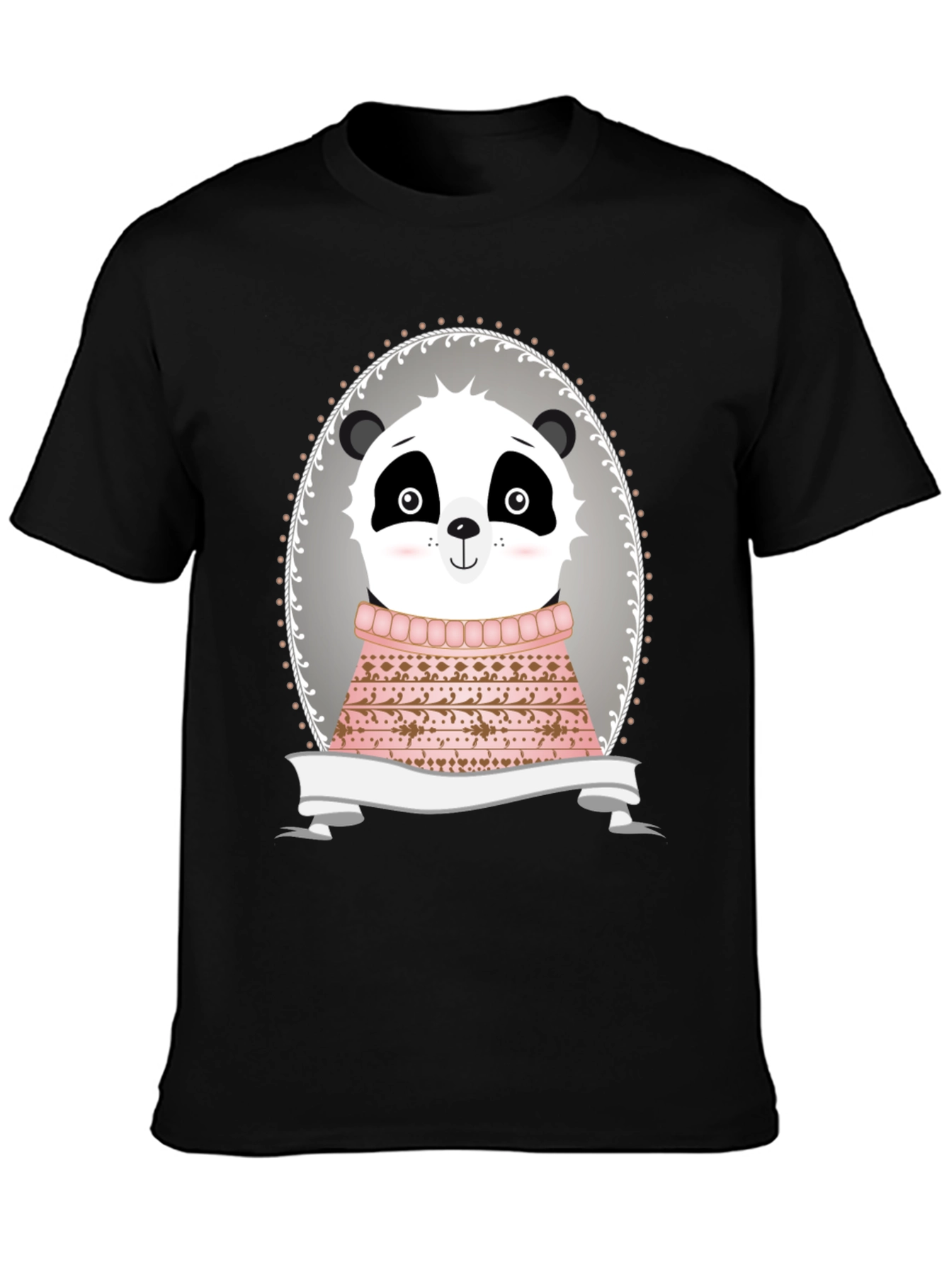 Panda in Sweater Graphic Tee - Unisex Black T-Shirt