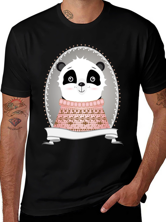 Panda in Sweater Graphic Tee - Unisex Black T-Shirt