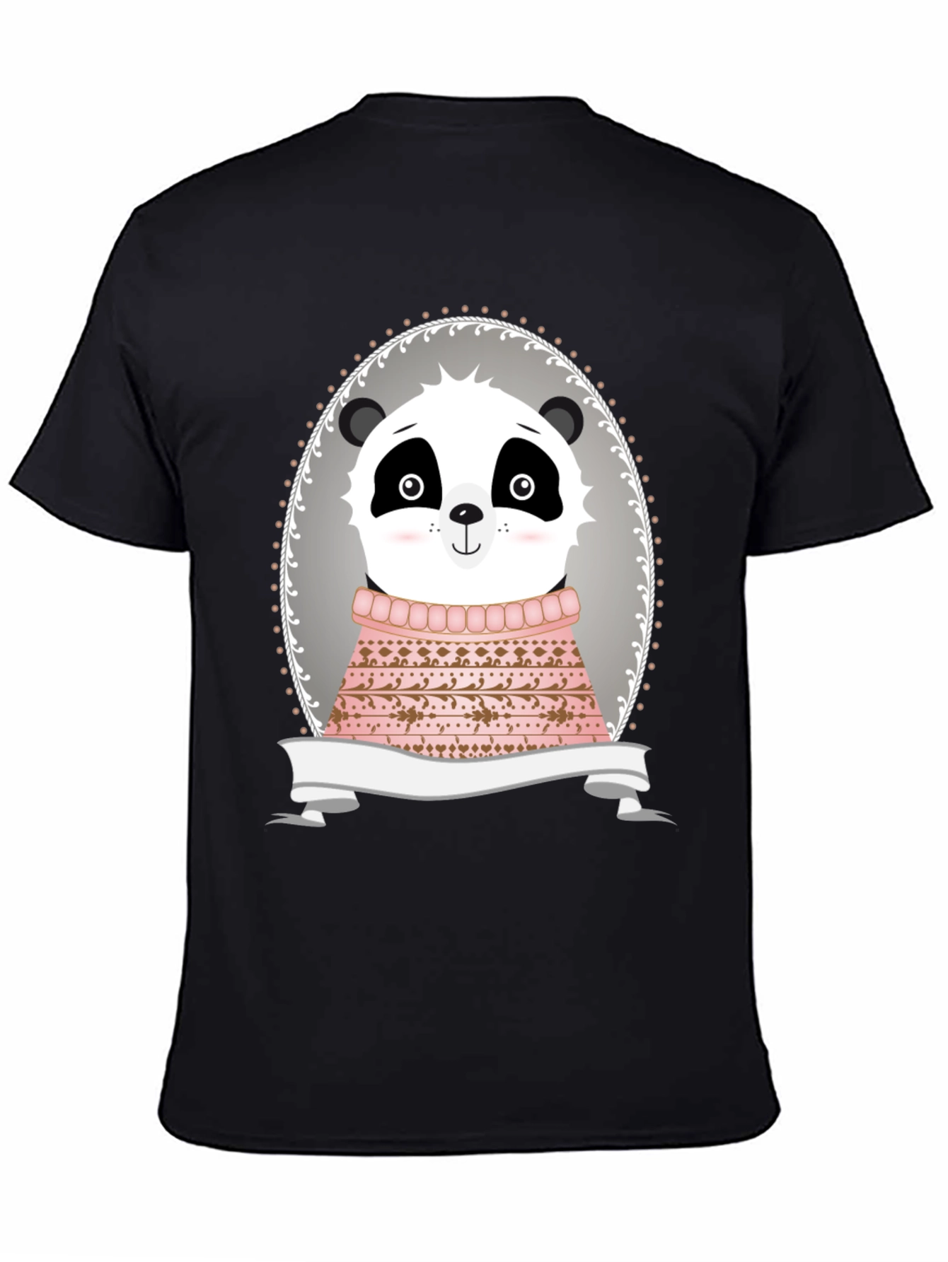 Panda in Sweater Graphic Tee - Unisex Black T-Shirt