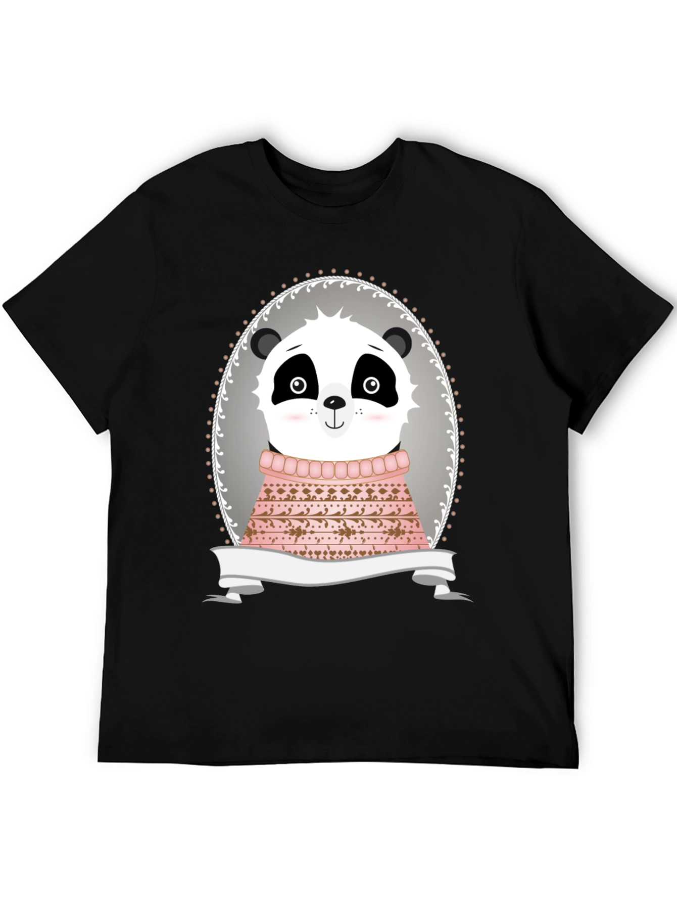 Panda in Sweater Graphic Tee - Unisex Black T-Shirt