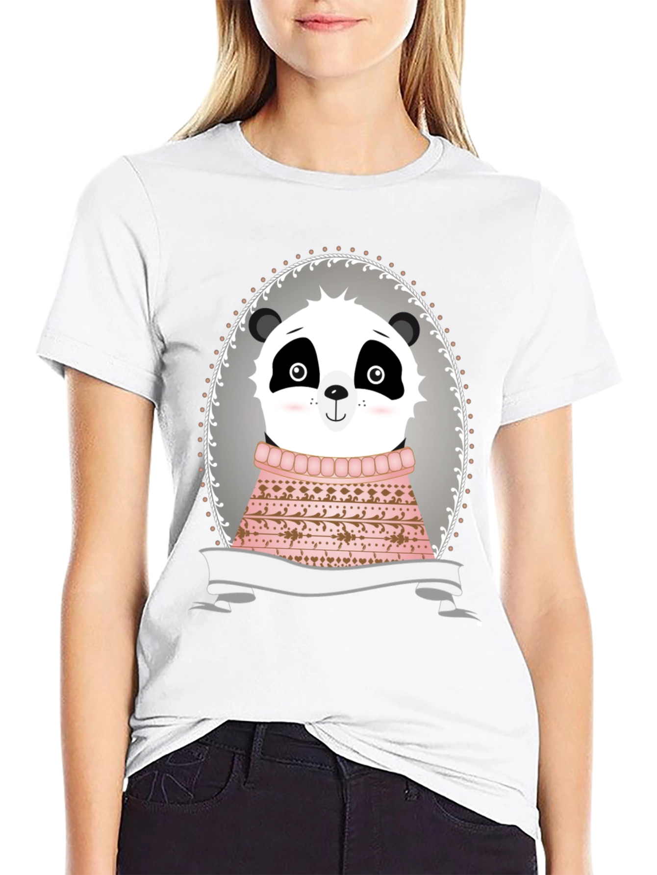 Panda in Sweater Graphic Tee - Unisex Black T-Shirt