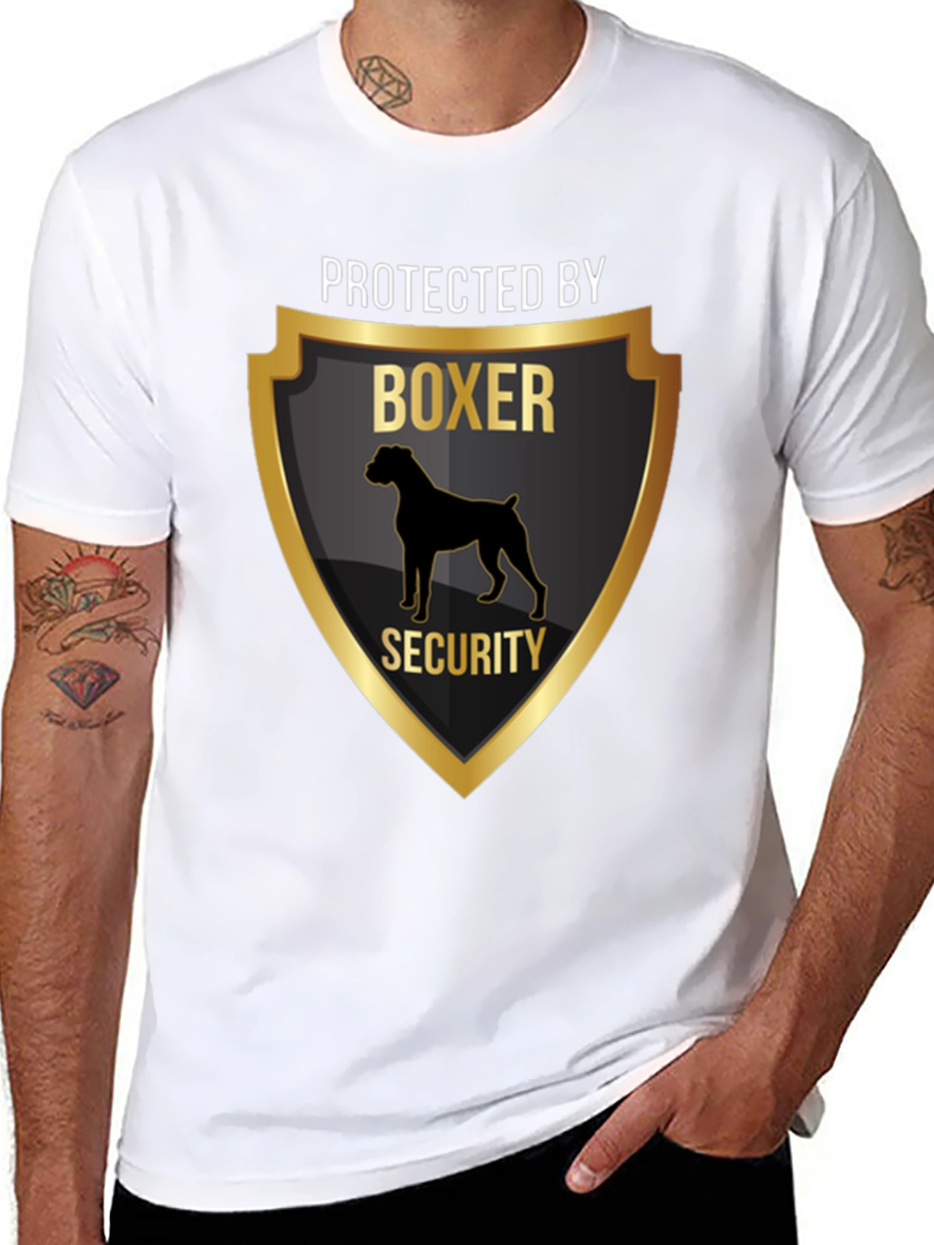 Protected by Boxer Security T-Shirt - Dog Lover Tee