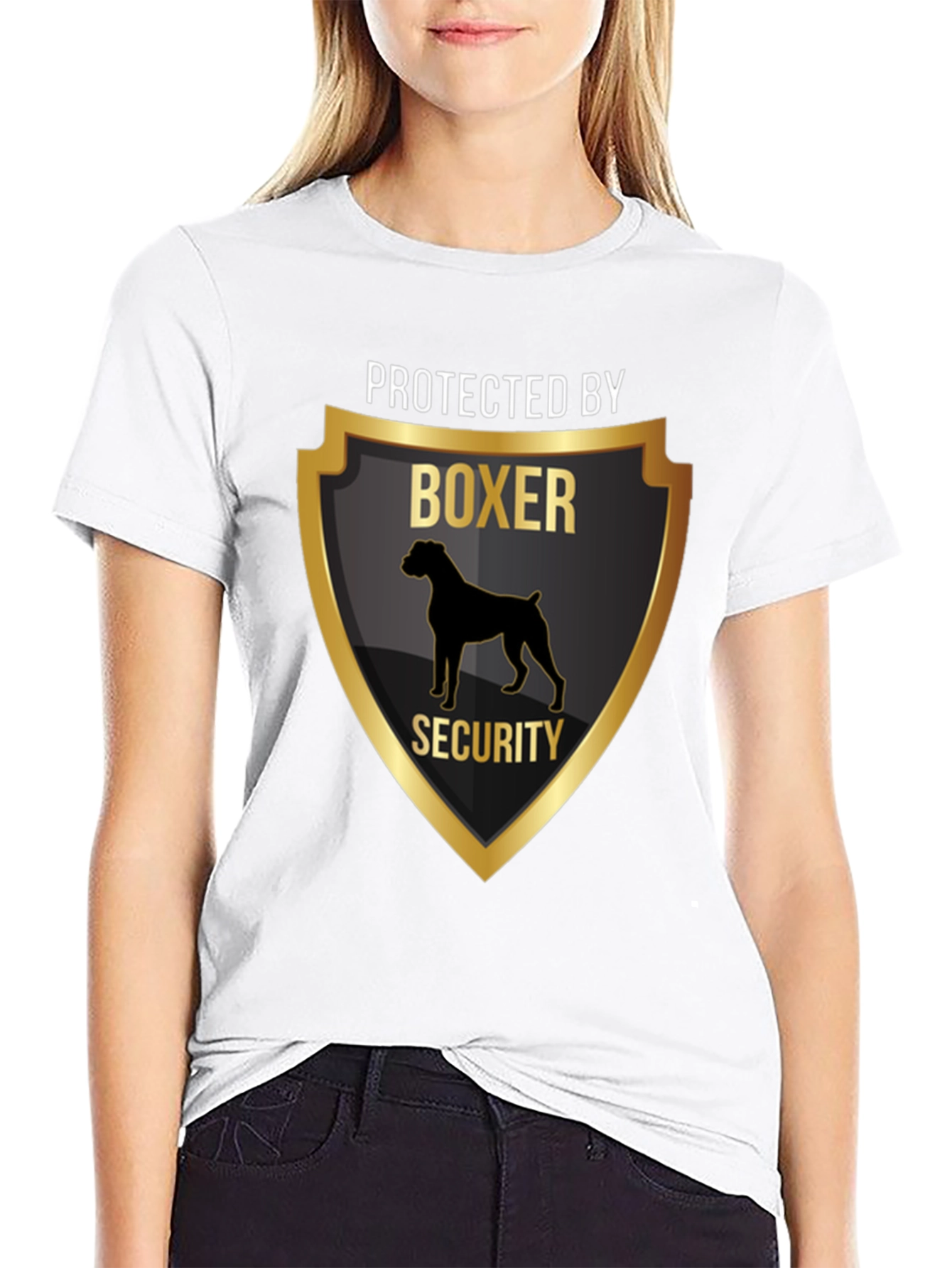 Protected by Boxer Security T-Shirt - Dog Lover Tee