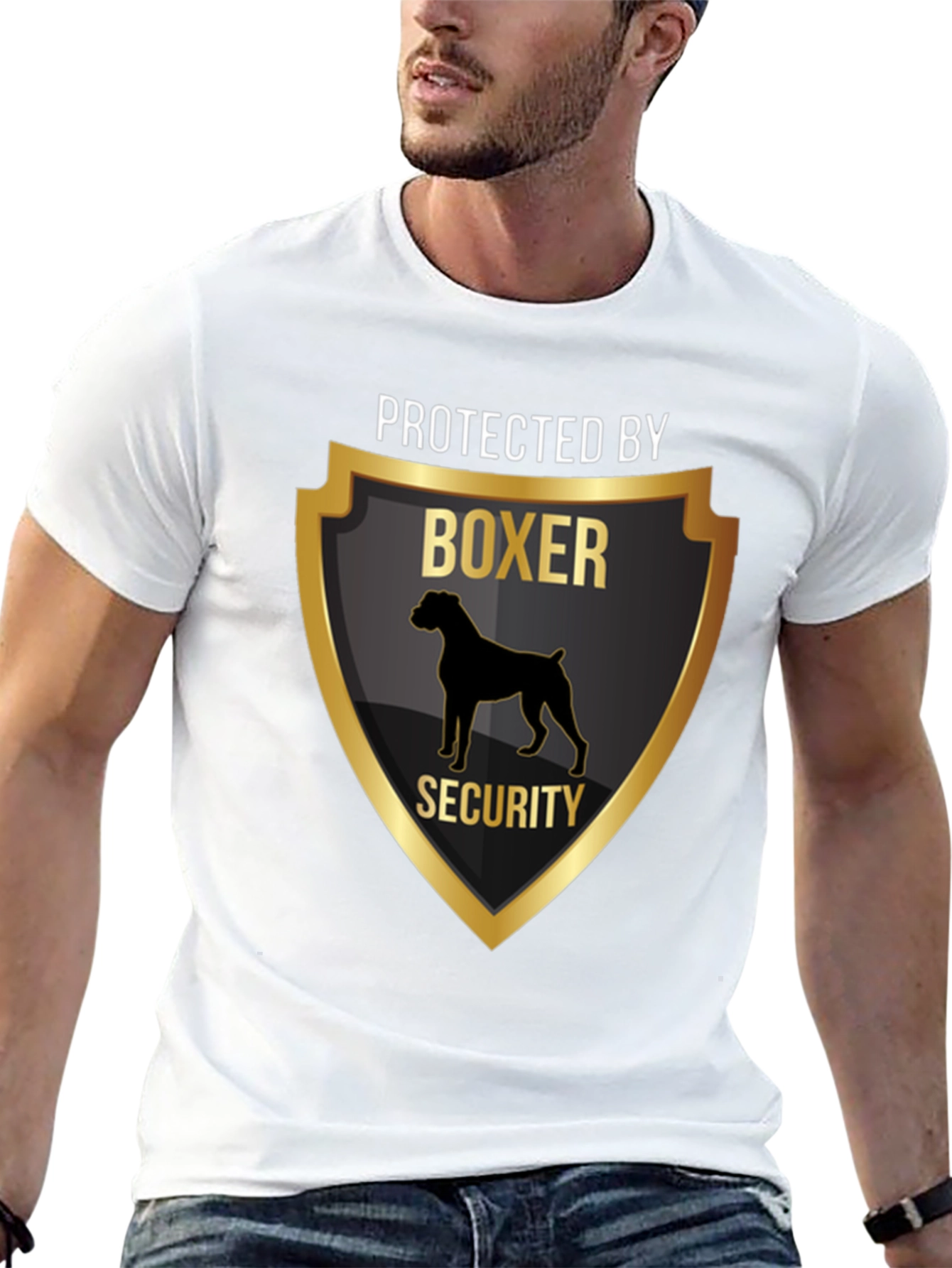 Protected by Boxer Security T-Shirt - Dog Lover Tee