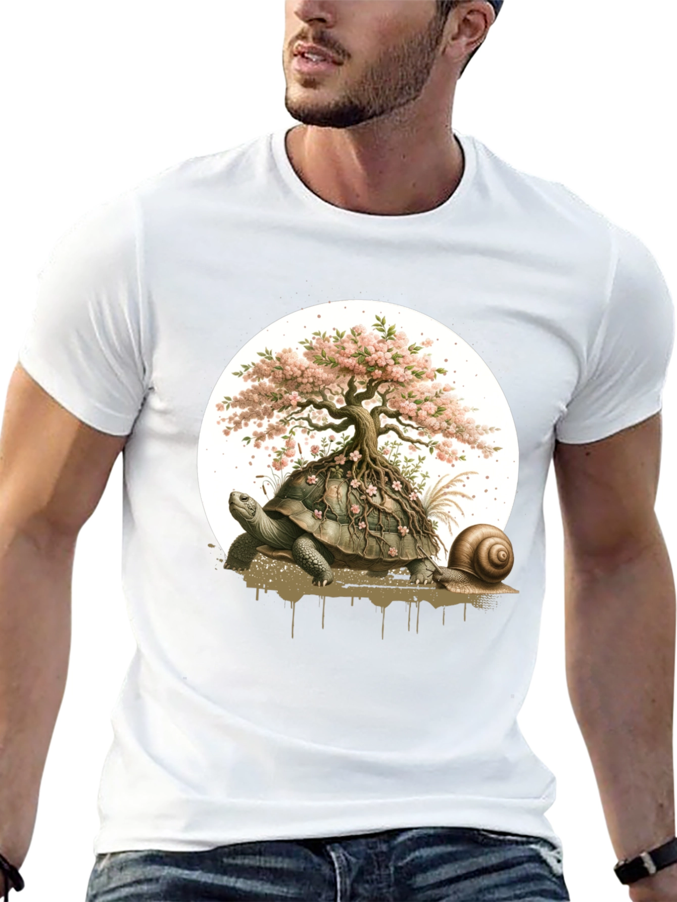 Turtle Bonsai Tree Graphic Tee - Unique Nature Design