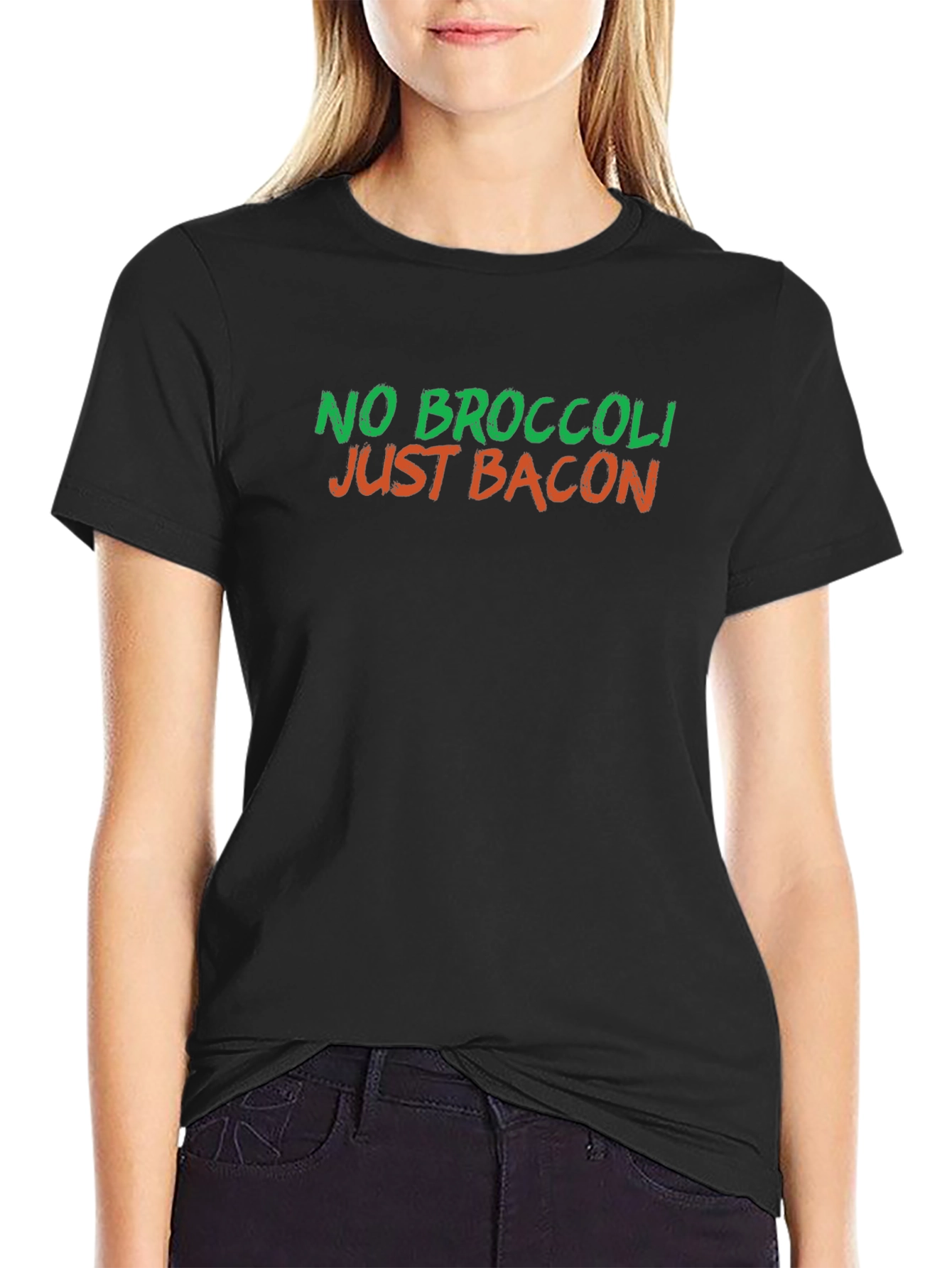 No Broccoli Just Bacon Graphic T-Shirt