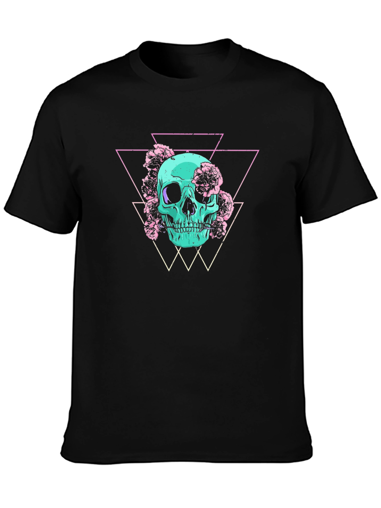 Skull & Flowers Graphic Tee - Edgy Style
