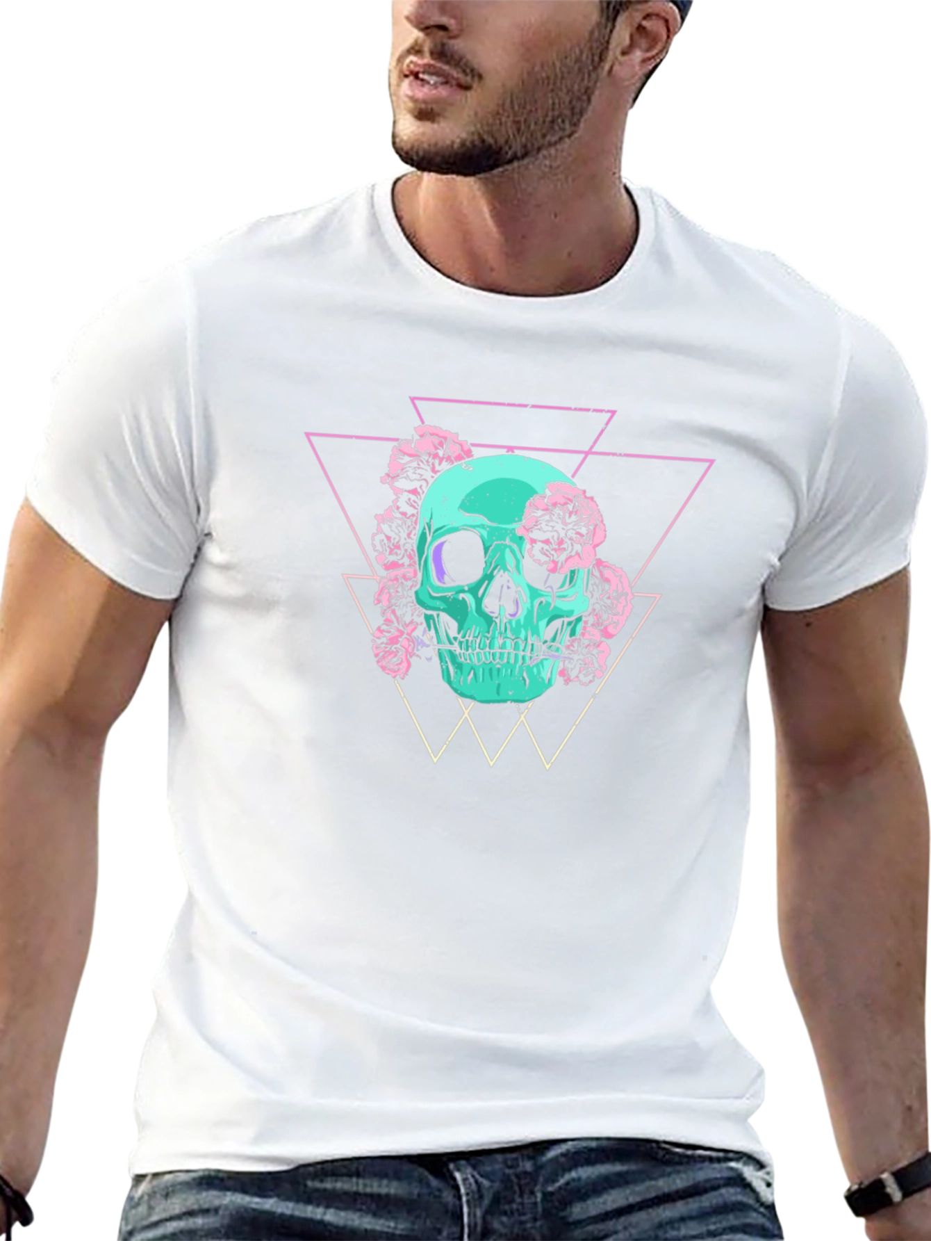 Skull & Flowers Graphic Tee - Edgy Style