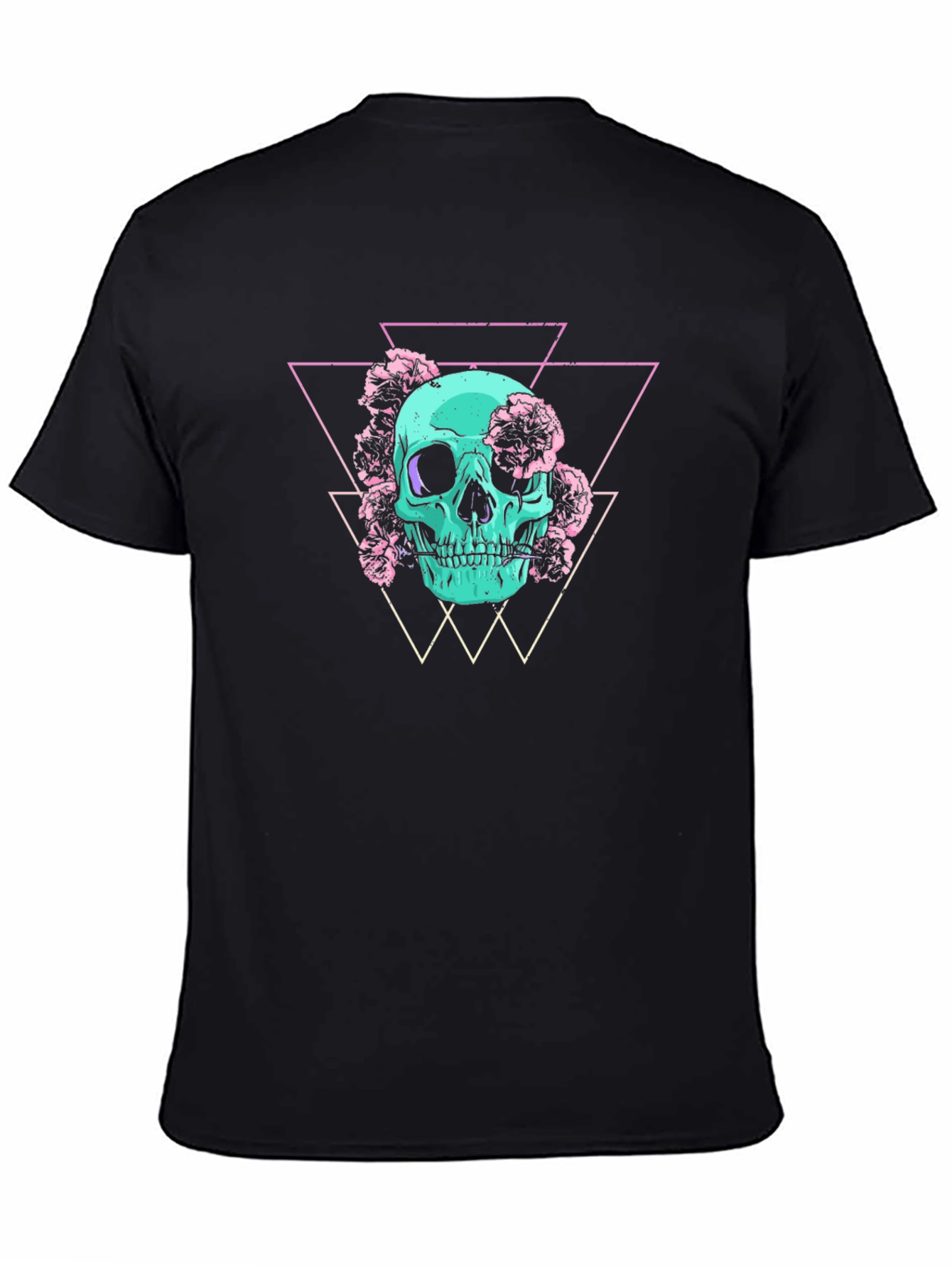 Skull & Flowers Graphic Tee - Edgy Style