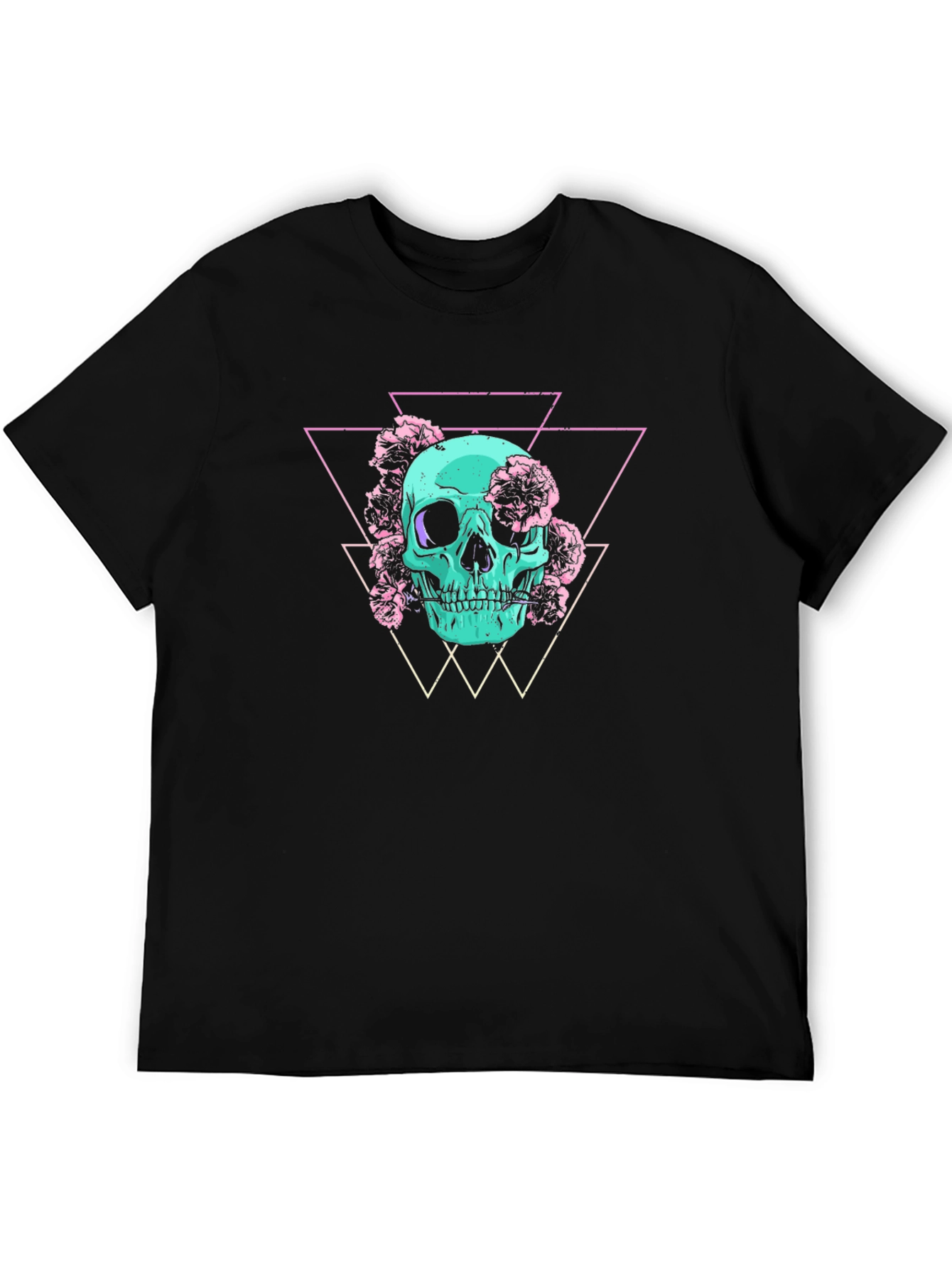 Skull & Flowers Graphic Tee - Edgy Style
