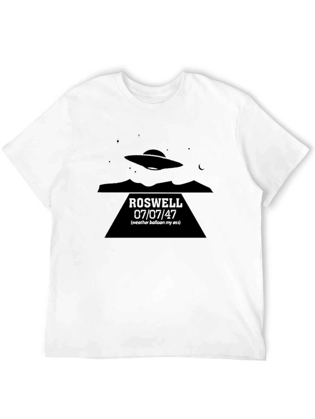 Roswell UFO Conspiracy T-Shirt - Mens Black Tee