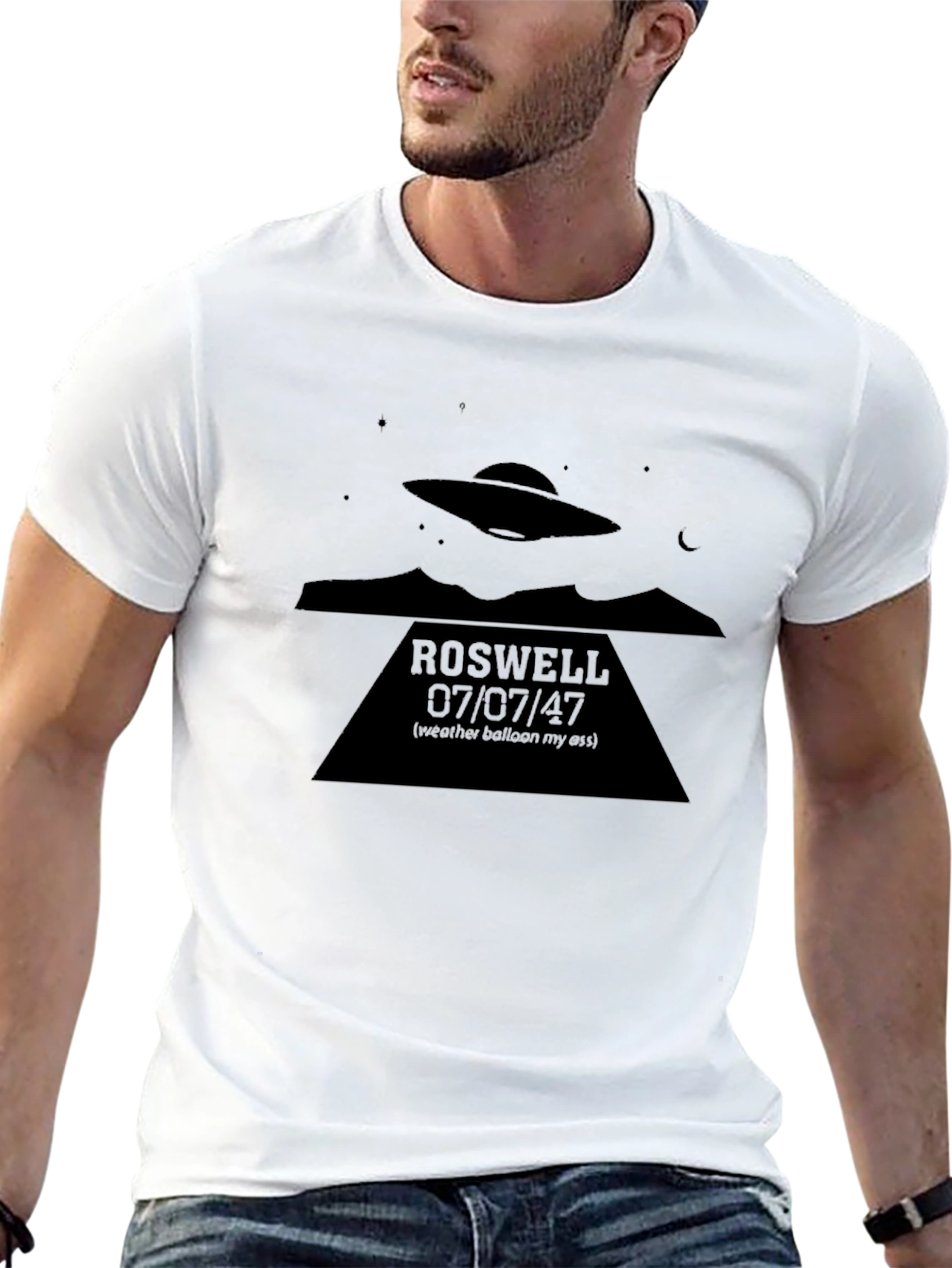 Roswell UFO Conspiracy T-Shirt - Mens Black Tee