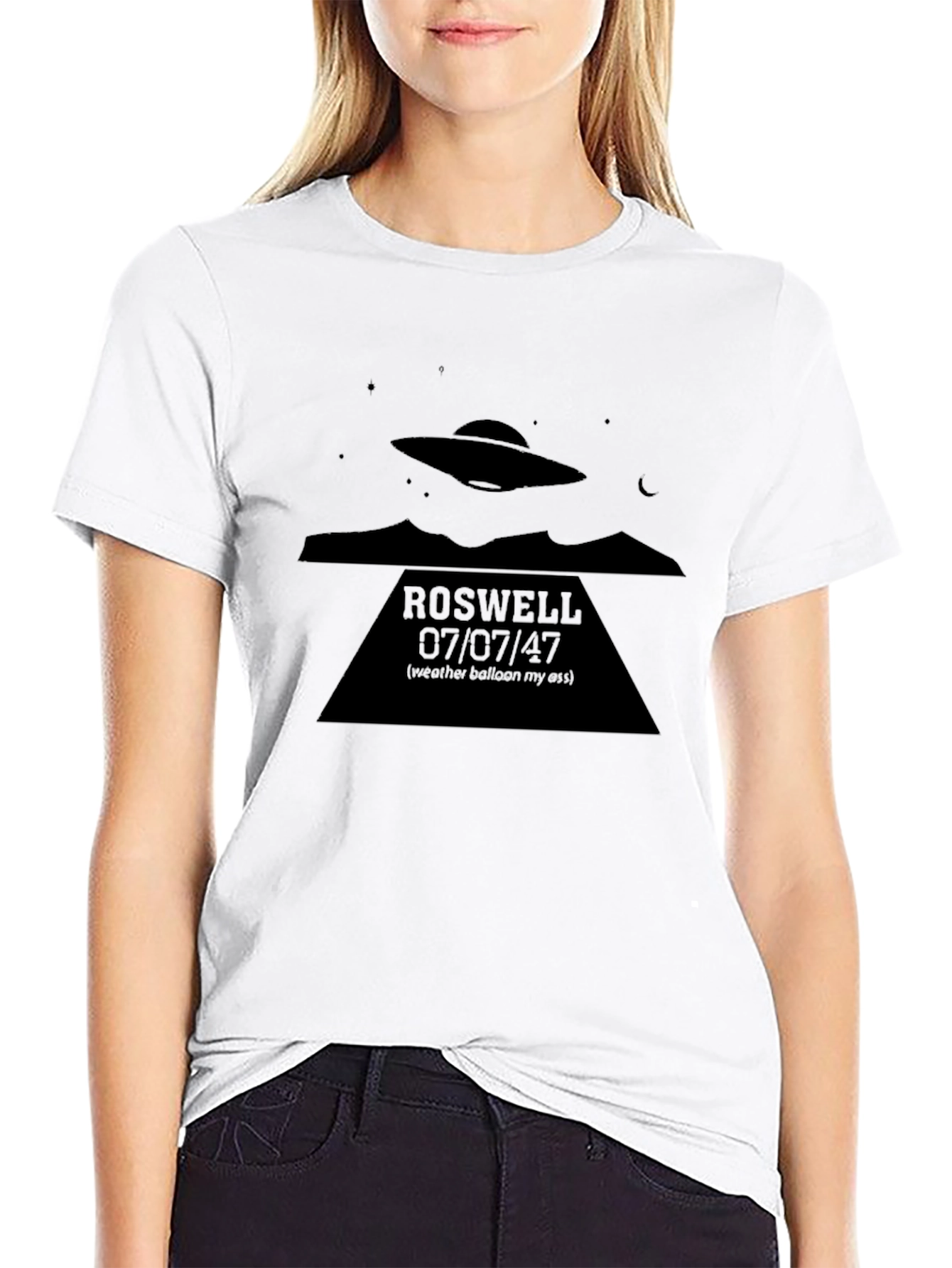 Roswell UFO Conspiracy T-Shirt - Mens Black Tee