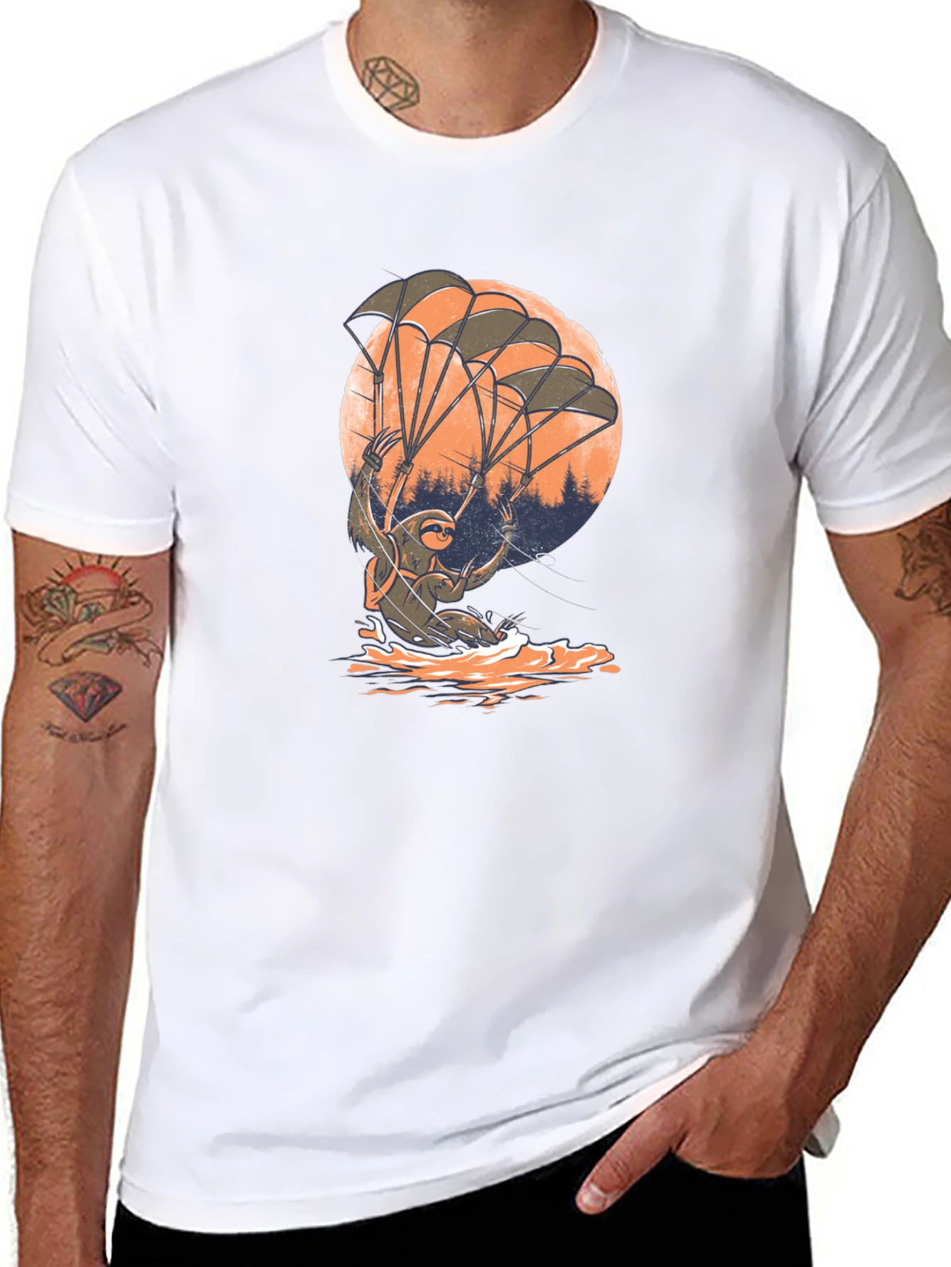 Sloth Parachute T-Shirt - Funny & Unique Design