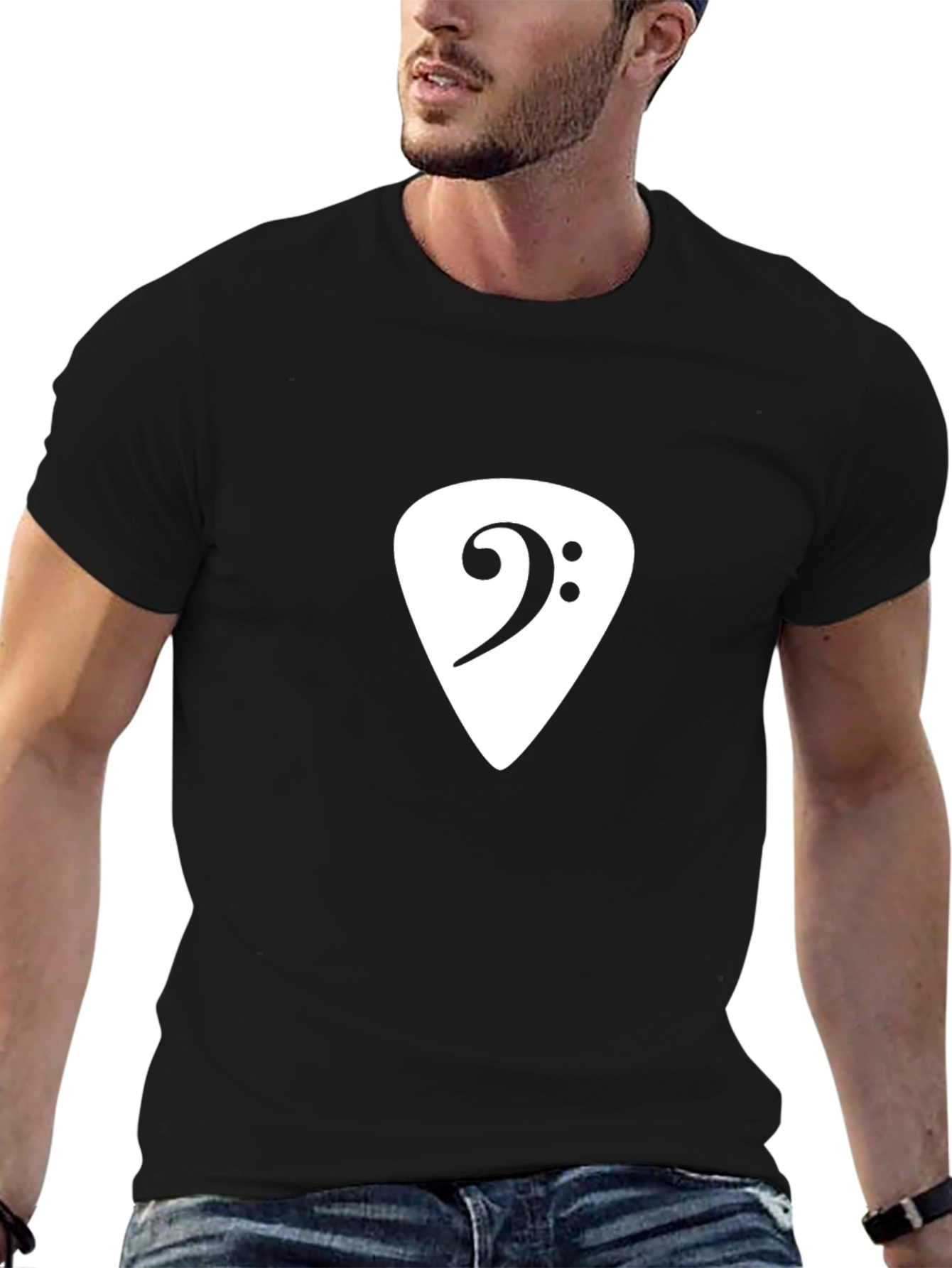 Bass Clef Guitar Pick T-Shirt - Musician Style