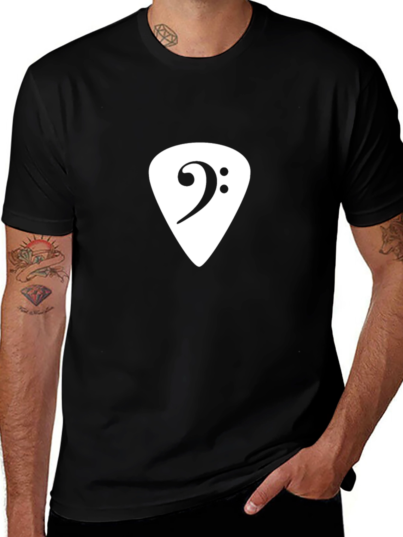 Bass Clef Guitar Pick T-Shirt - Musician Style