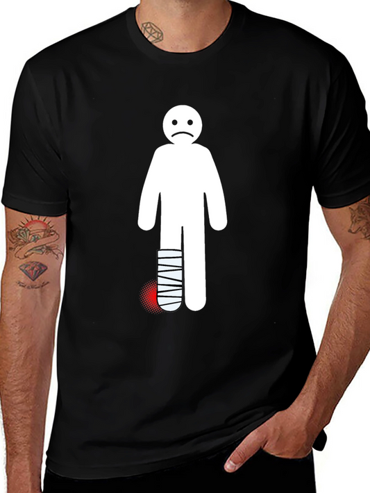 Sad Stick Figure Broken Leg T-Shirt