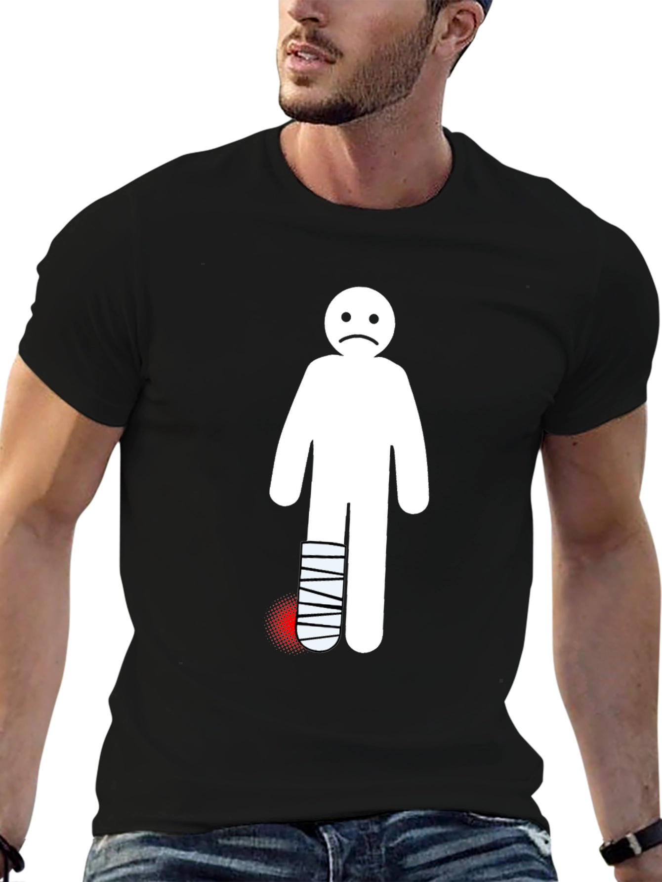 Sad Stick Figure Broken Leg T-Shirt