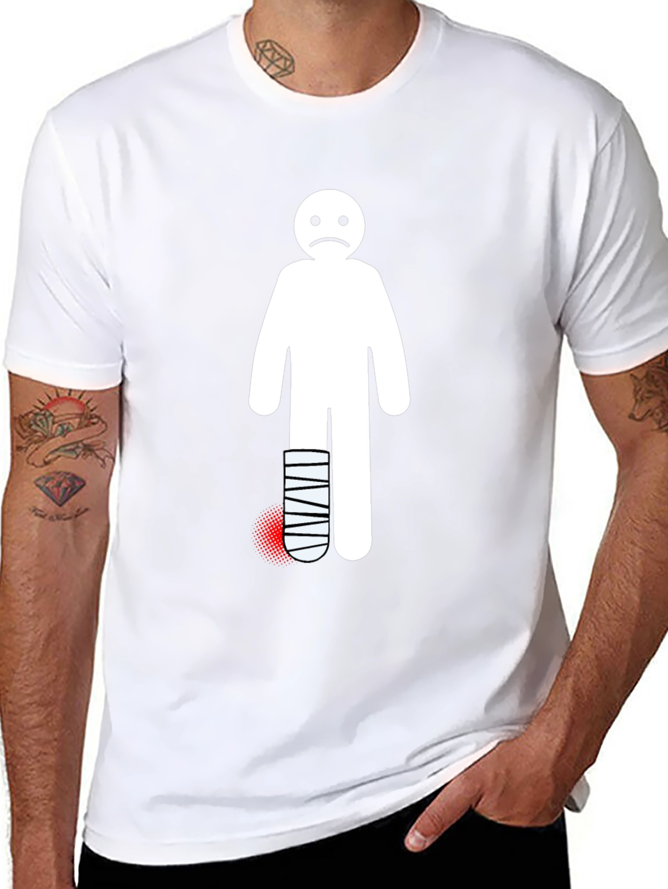 Sad Stick Figure Broken Leg T-Shirt