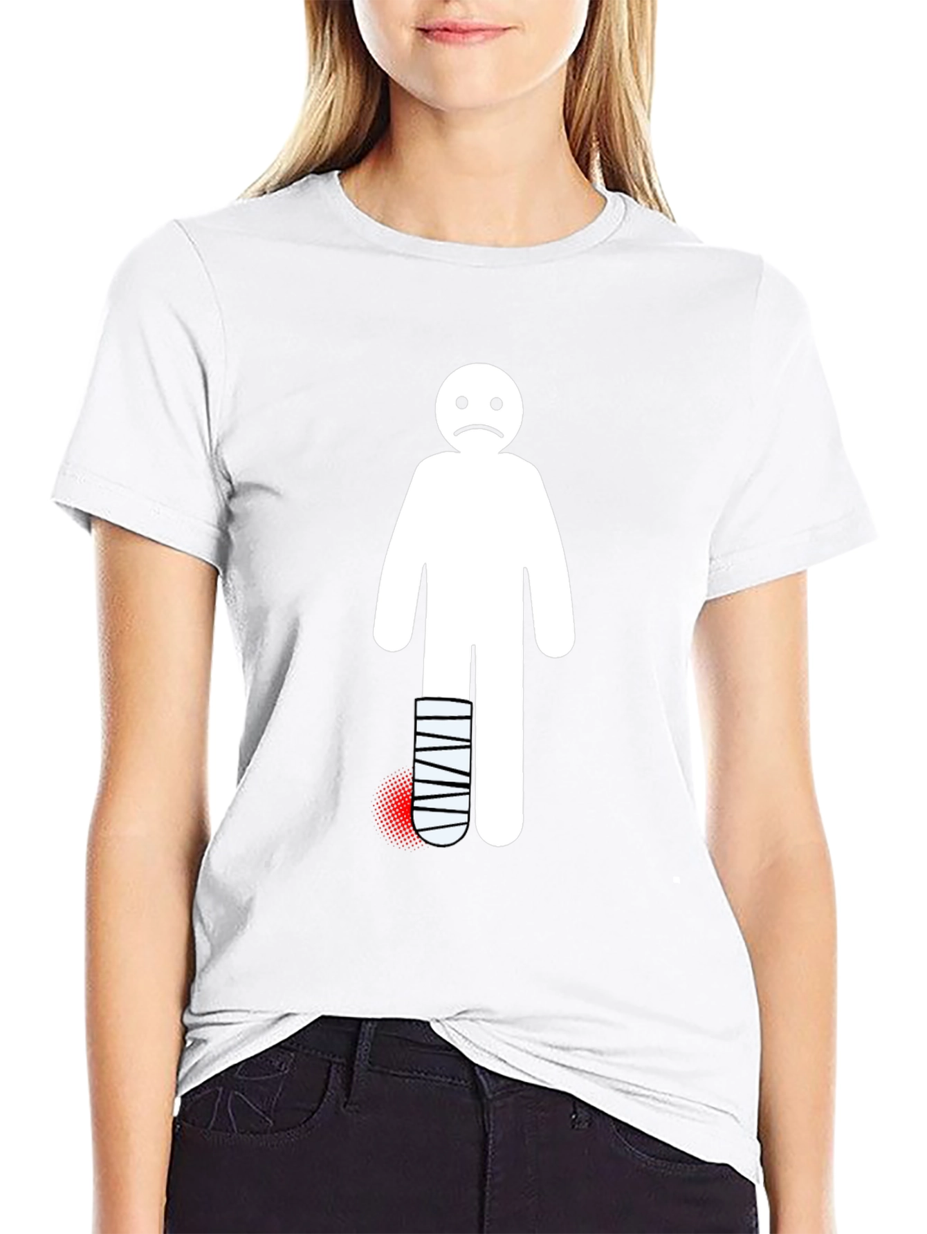 Sad Stick Figure Broken Leg T-Shirt